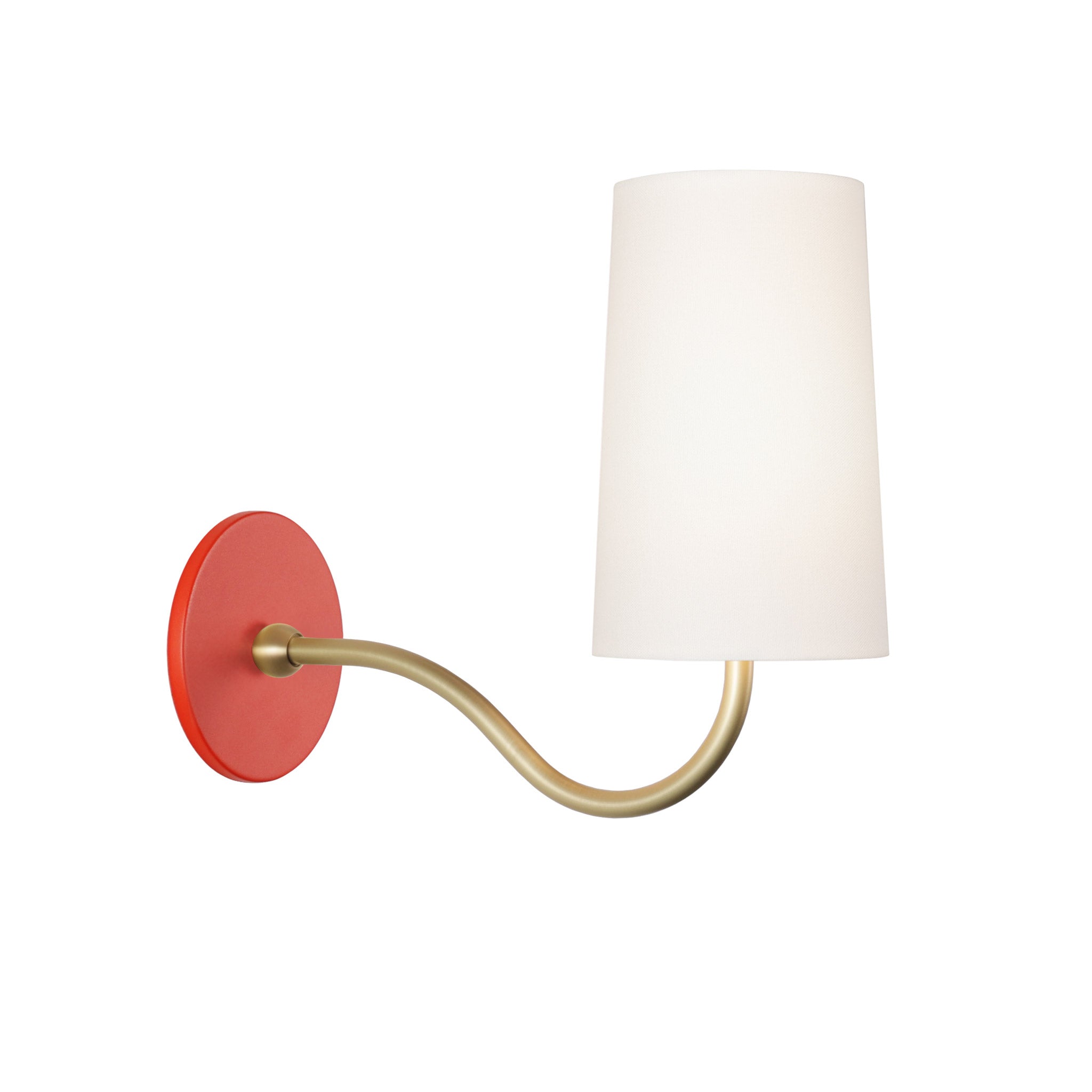 Genevieve Sconce shown in Brass with a Persimmon canopy