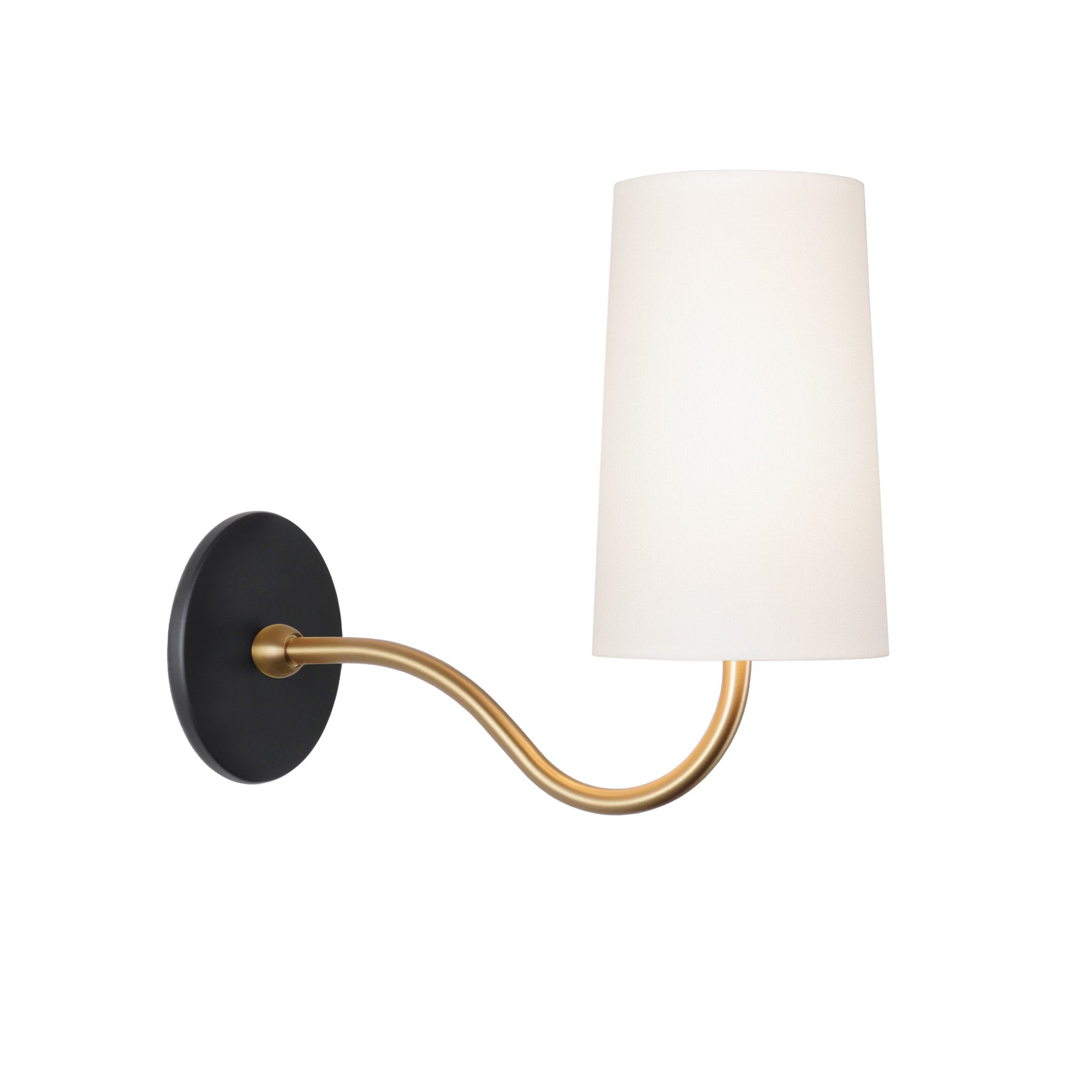 Genevieve Sconce shown in Heirloom Brass with a Matte Black canopy