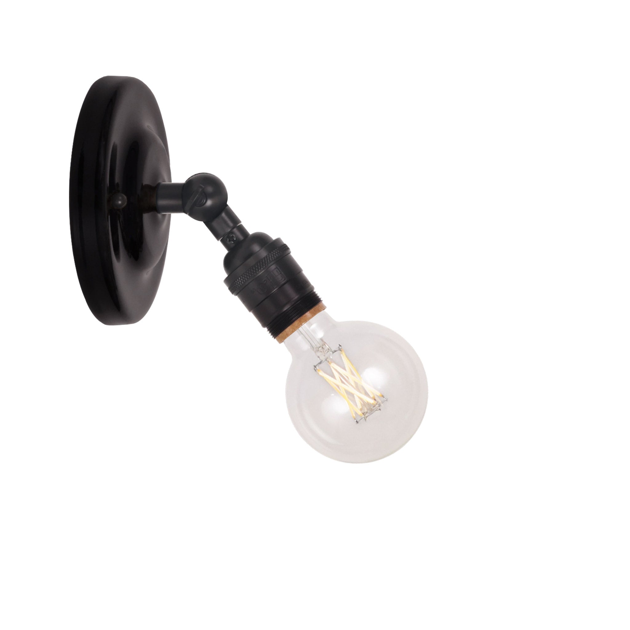 Grace Flush Sconce shown in Graphite Patina with a Gloss Black Ceramic canopy and no shade