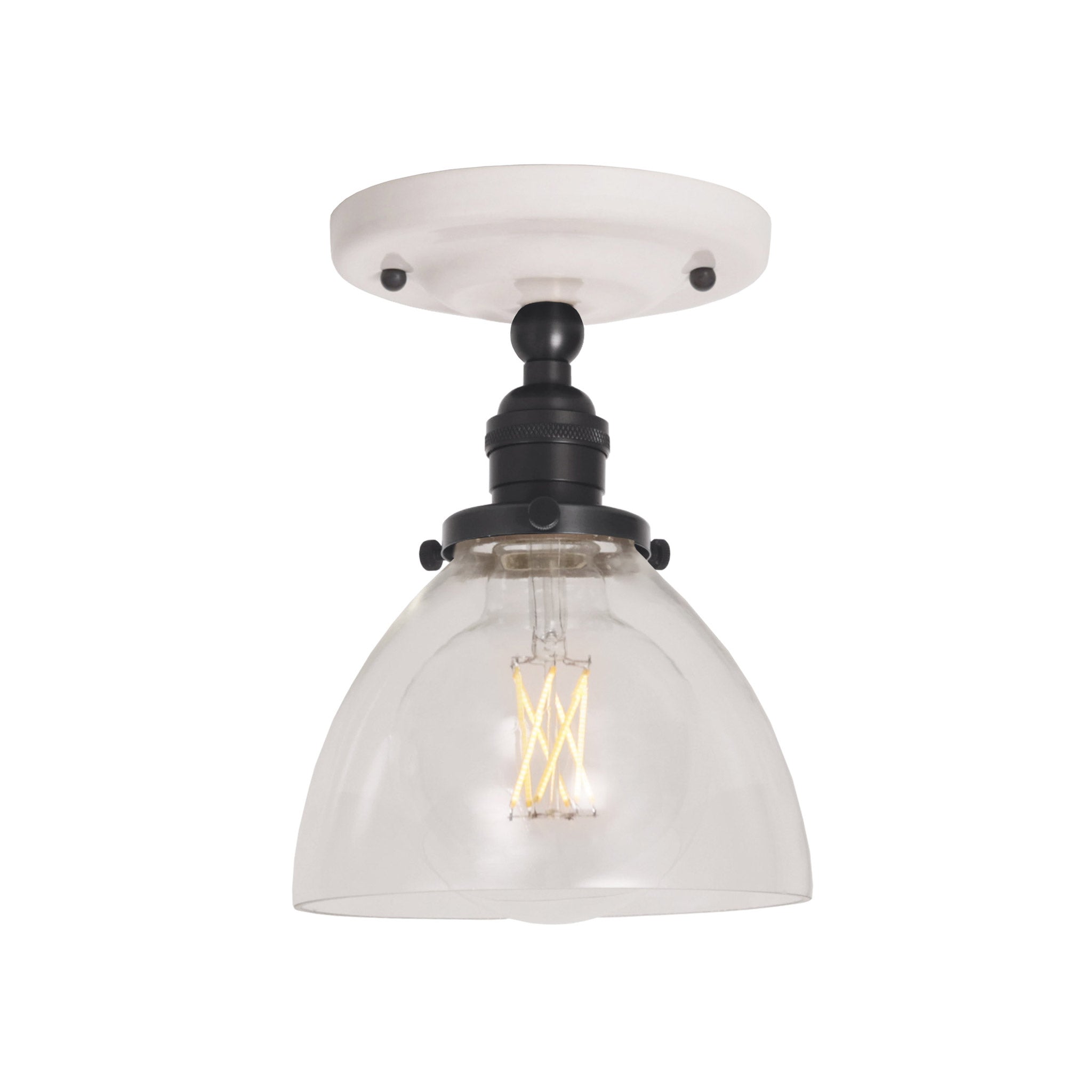 Grace Surface shown in Graphite Patina with a Gloss White Ceramic canopy and Clear Glass shade