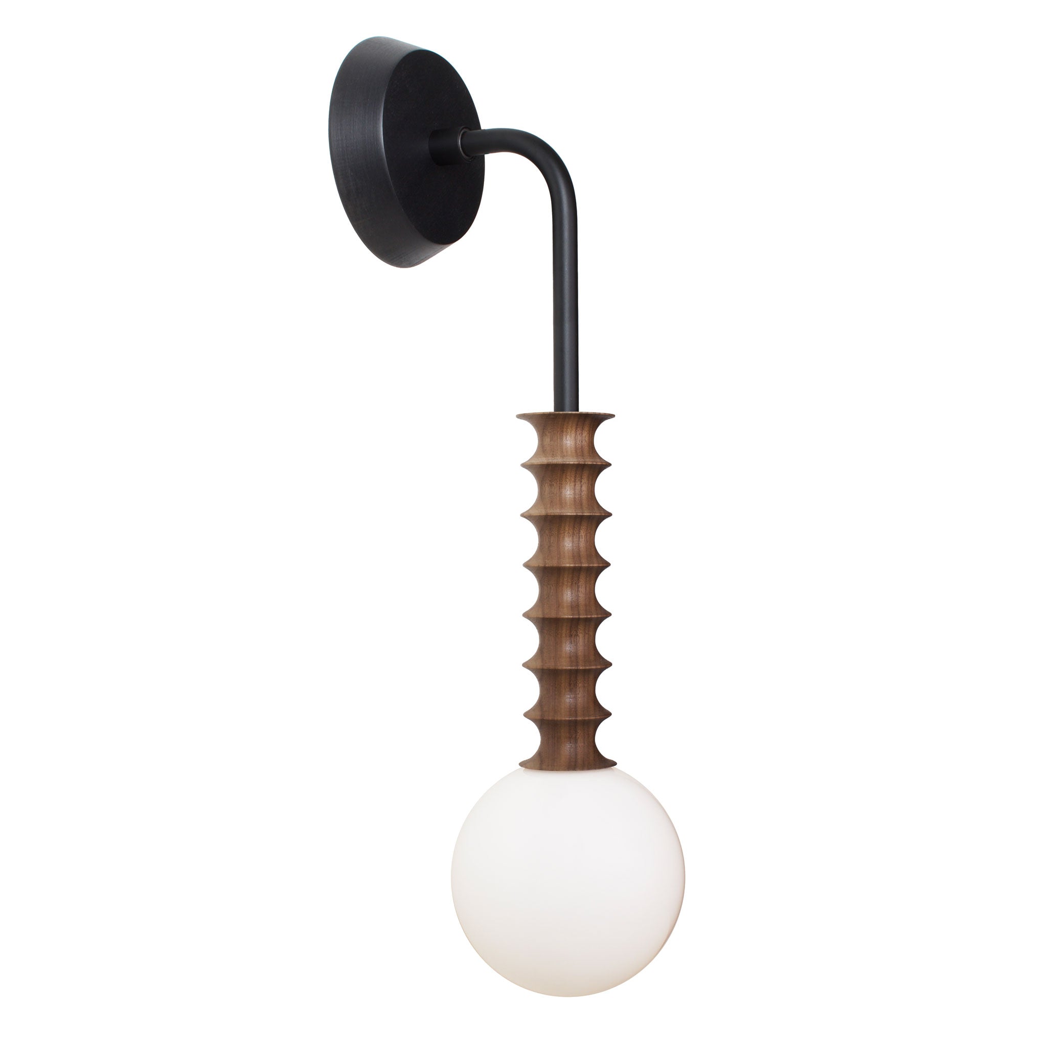 Joslyn shown in Walnut with Matte Black and a Black Stained canopy