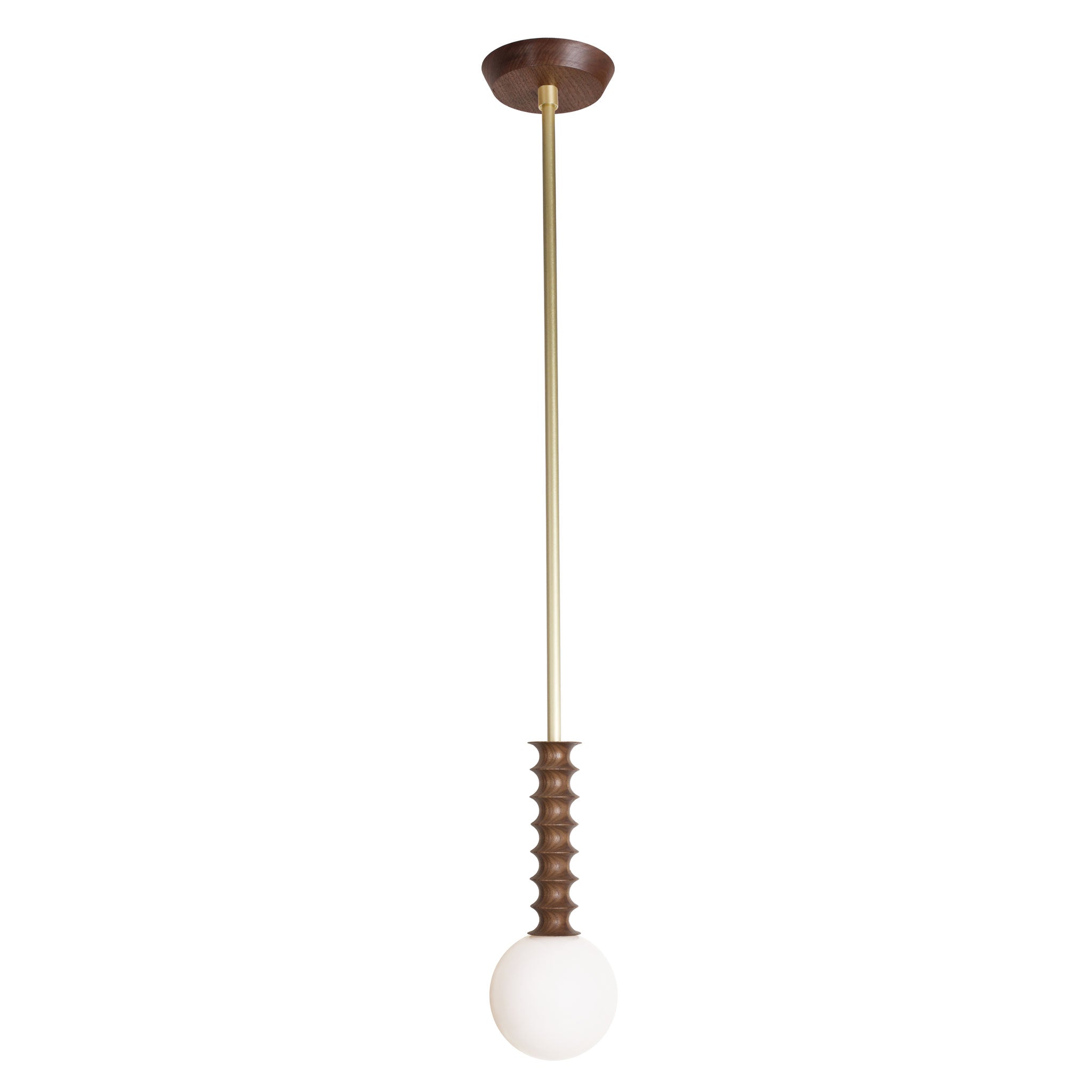 Joslyn Pendant shown in Walnut with Brass