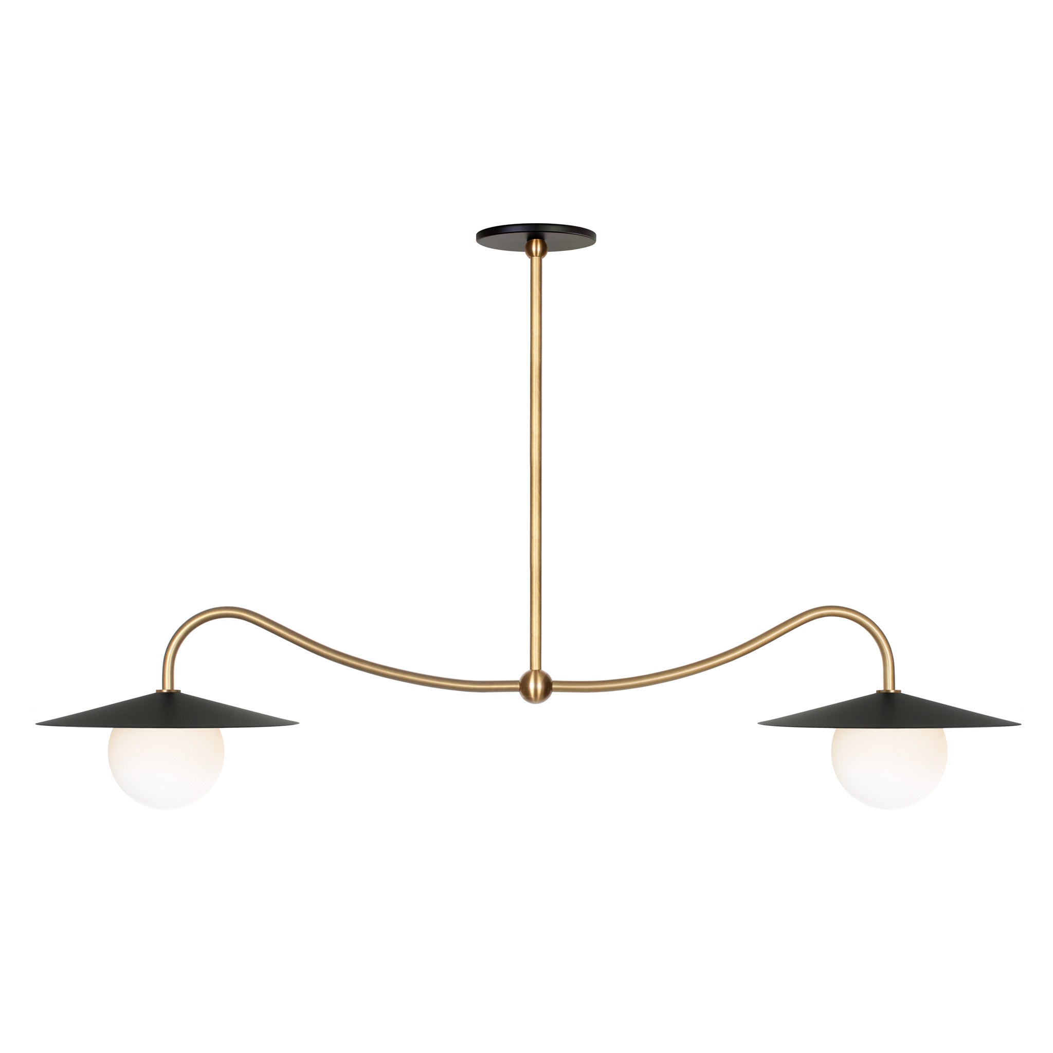 Marie Double Pendant shown in Matte Black with Heirloom Brass