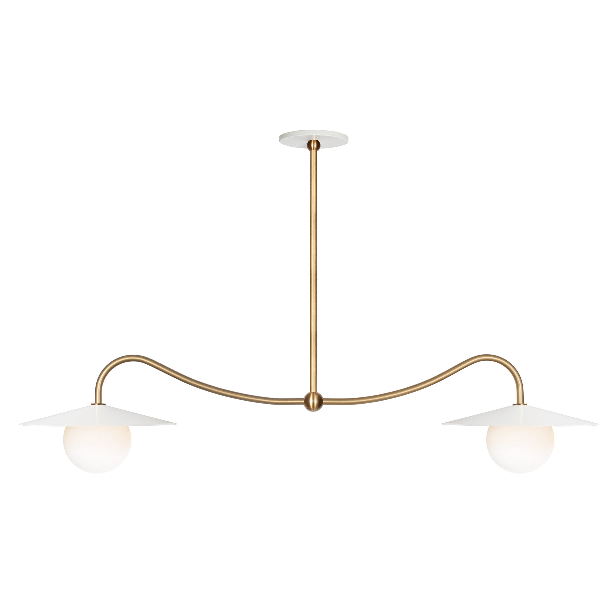 Marie Double Pendant shown in White with Heirloom Brass