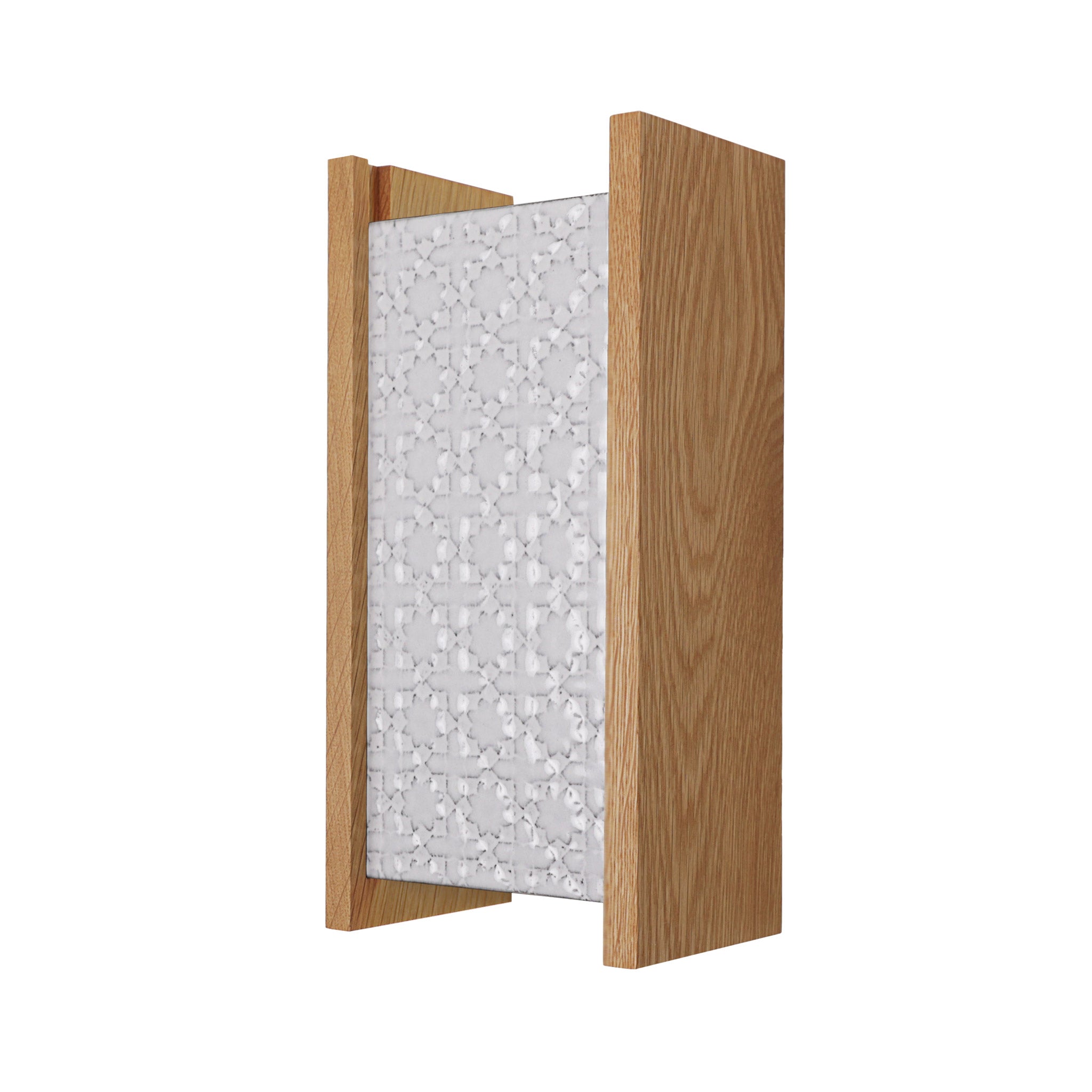 McKenzie Sconce shown in Oak with a Brownstone White Ceramic Finish