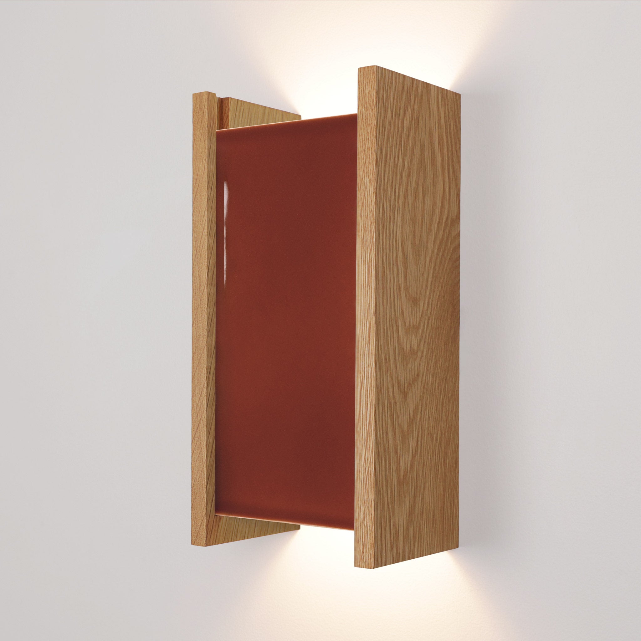 McKenzie Sconce shown in Oak with a Cinnamon Ceramic Finish
