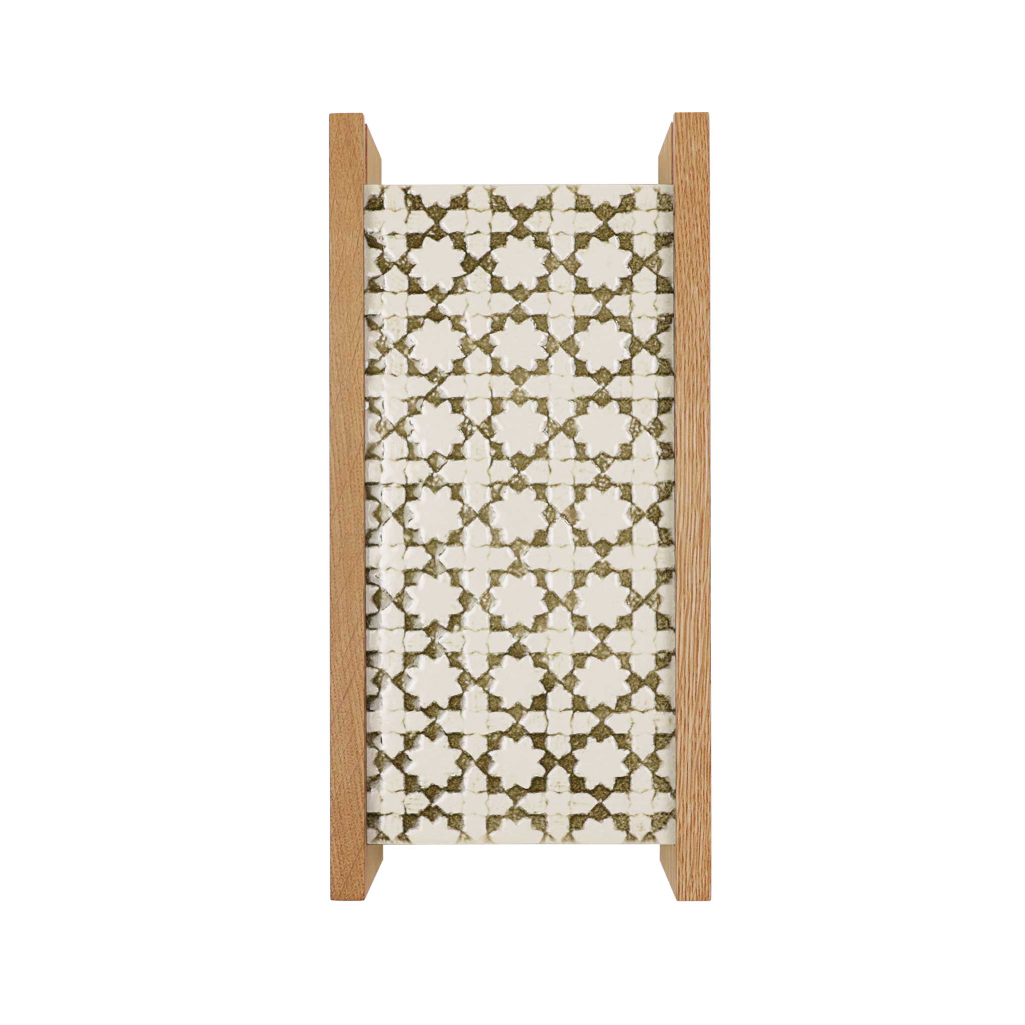 McKenzie Sconce shown in Oak with a Thyme Ceramic Finish