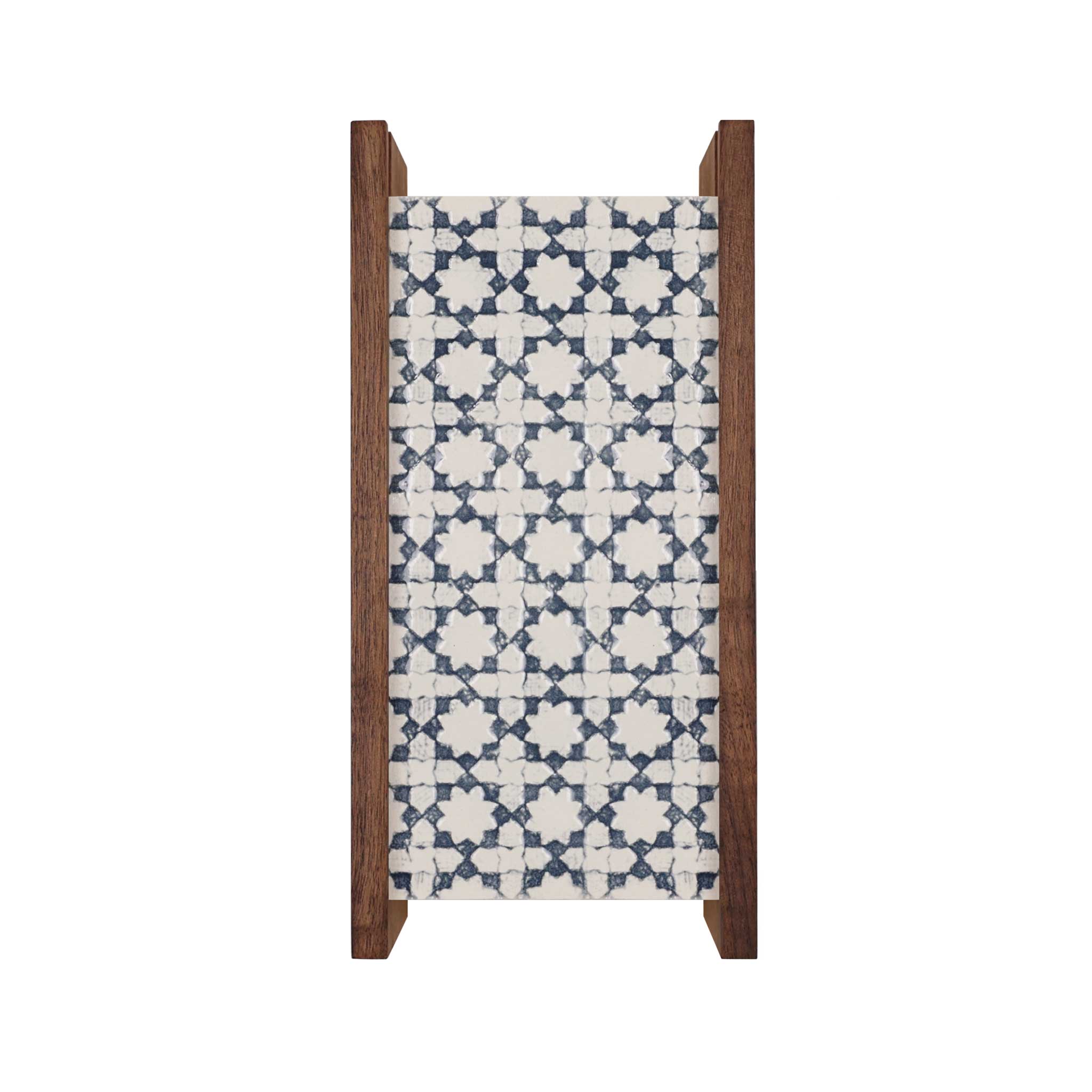 McKenzie Sconce shown in Walnut with an Indigo Blue Ceramic Finish