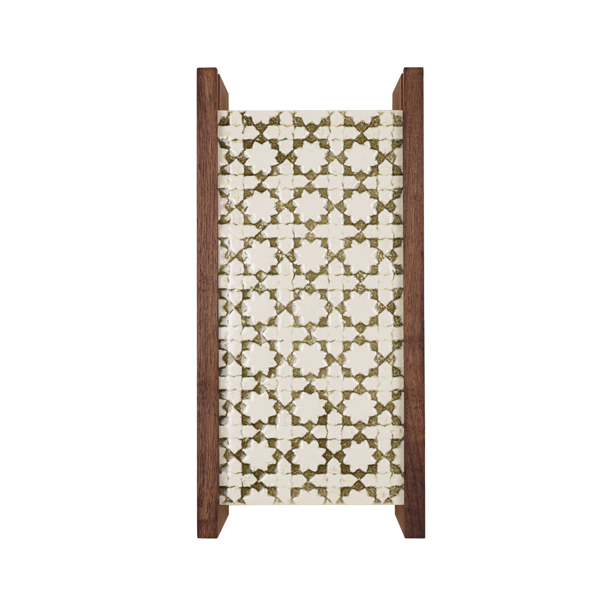 McKenzie Sconce shown in Walnut with a Thyme Ceramic Finish