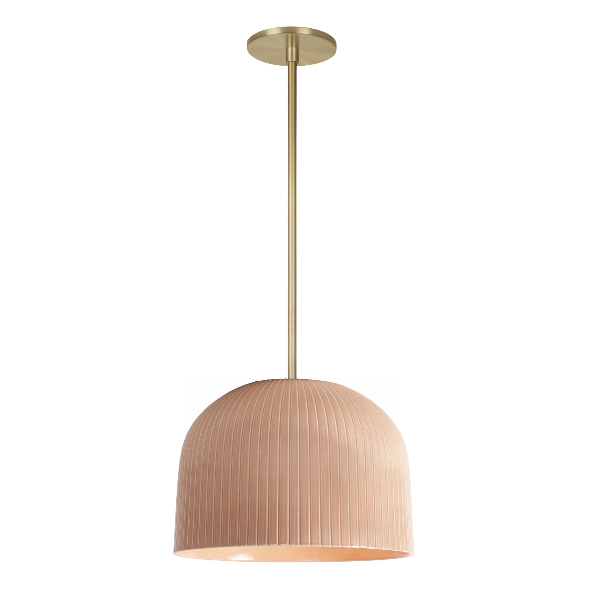 Morgan Pendant shown in Gloss Dusty Rose Glaze and Brass