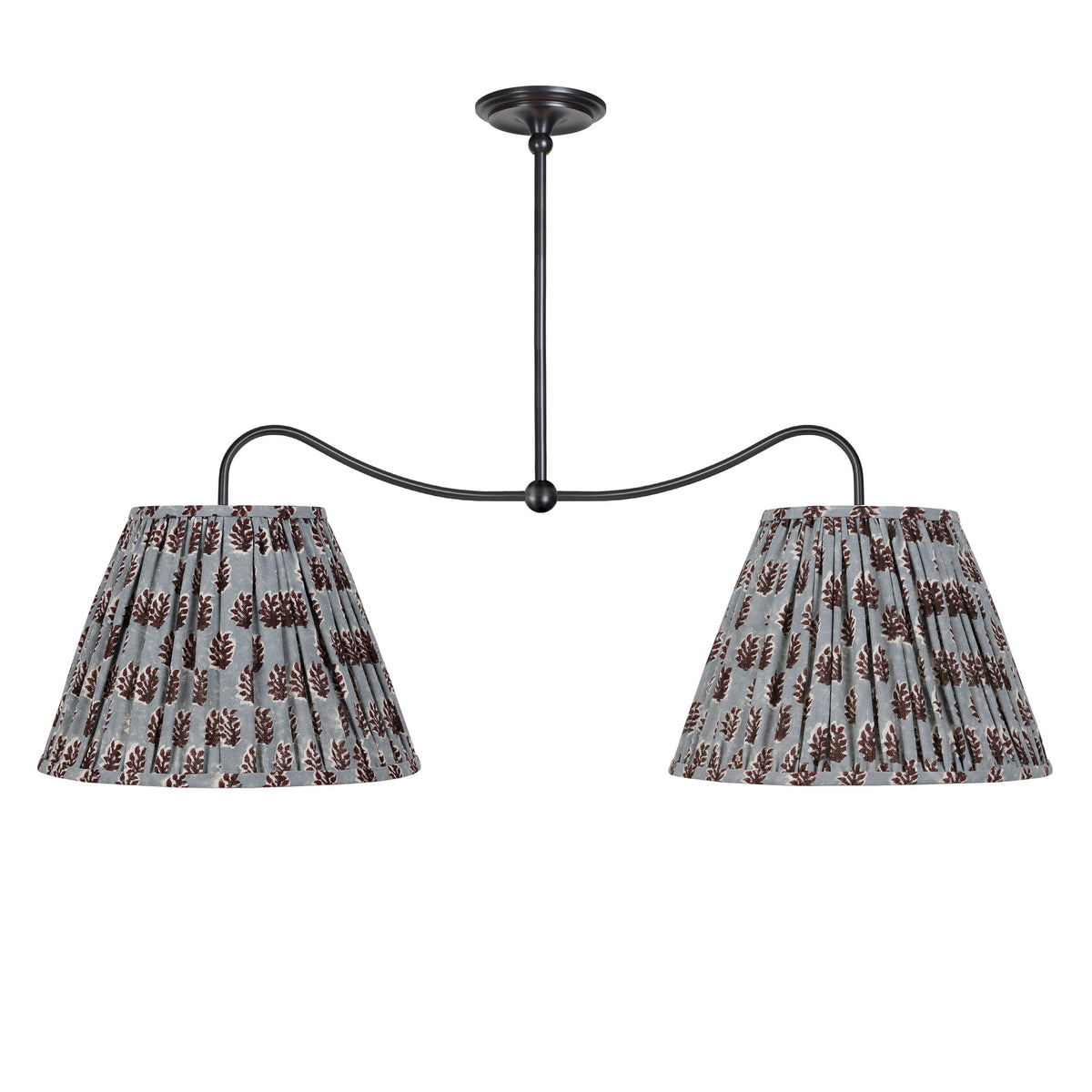 Oxford Grand Double Pendant shown in Graphite Patina with Trulli Auburn Shades