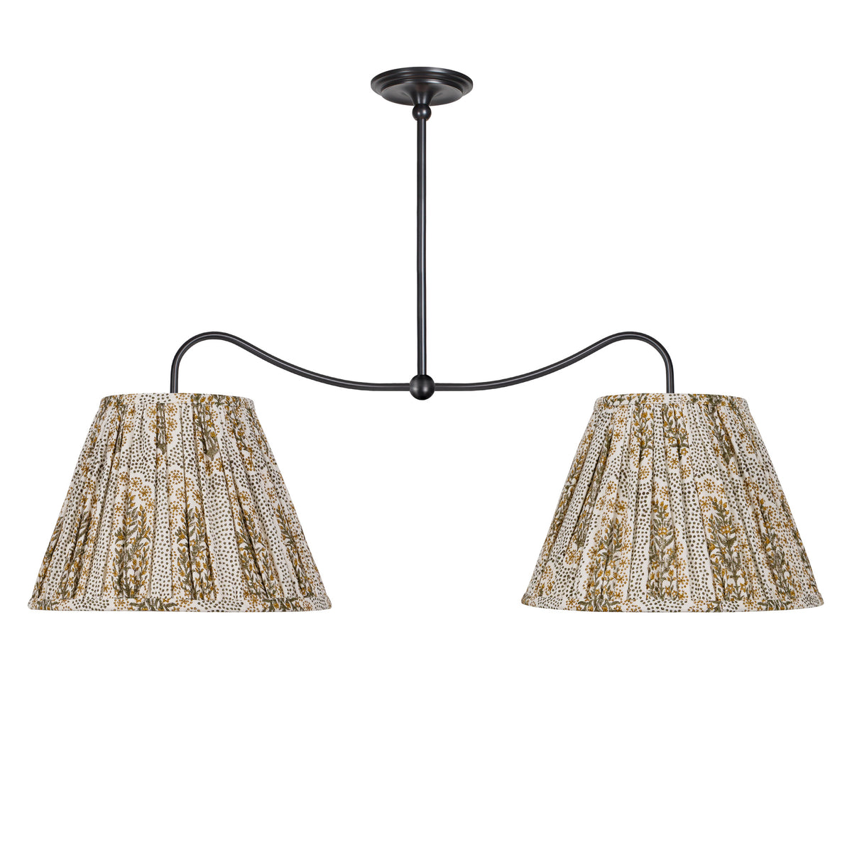 Oxford Grand Double Pendant shown in Graphite Patina with Winfleur Mustard Shades