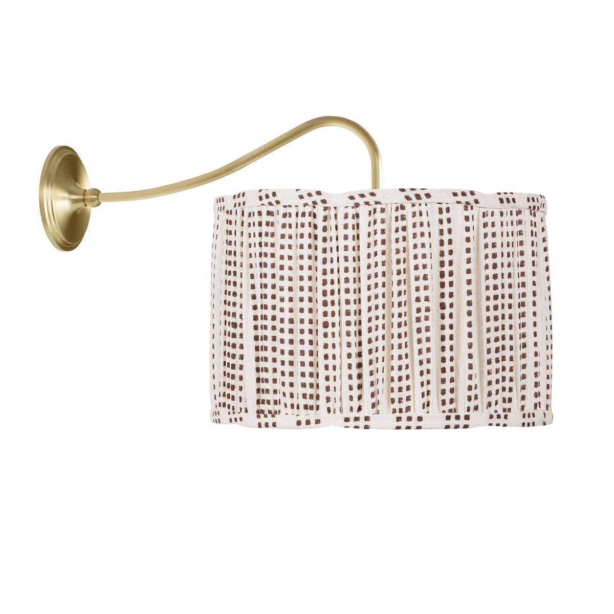 Oxford Grand Sconce shown in Brass with an Aspen Coco Scallop 14" Shade