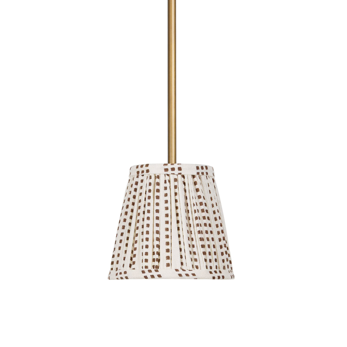 Oxford Pendant shown in Heirloom Brass with an Aspen Coco Shade