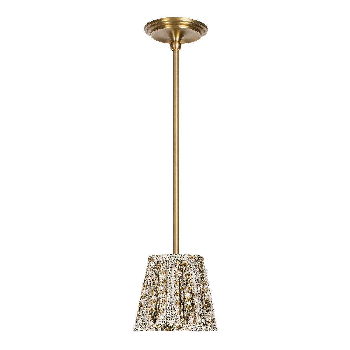 Oxford Pendant shown in Heirloom Brass with a Winfleur Mustard Shade