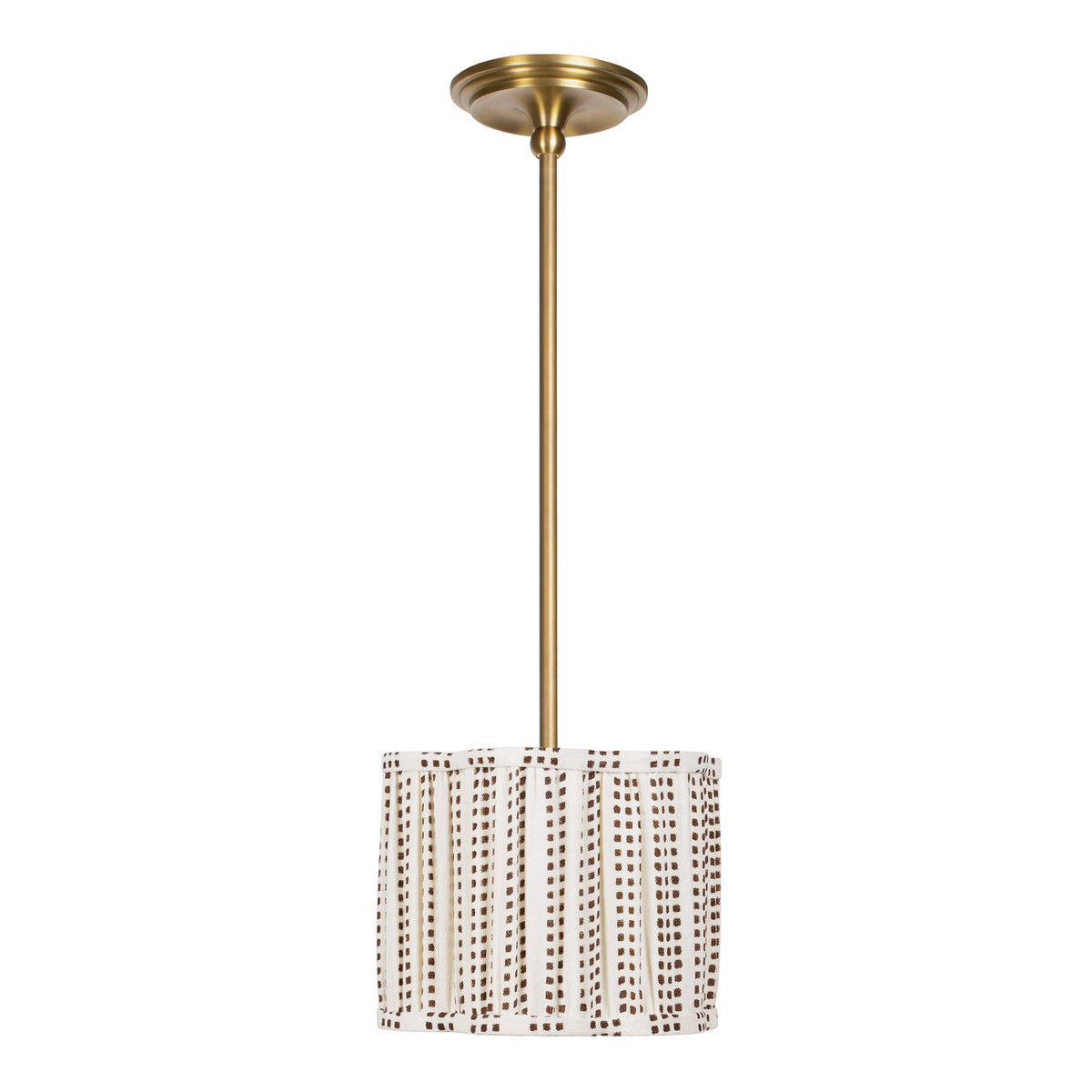 Oxford Pendant shown in Heirloom Brass with an Aspen Coco Scallop 10" Shade