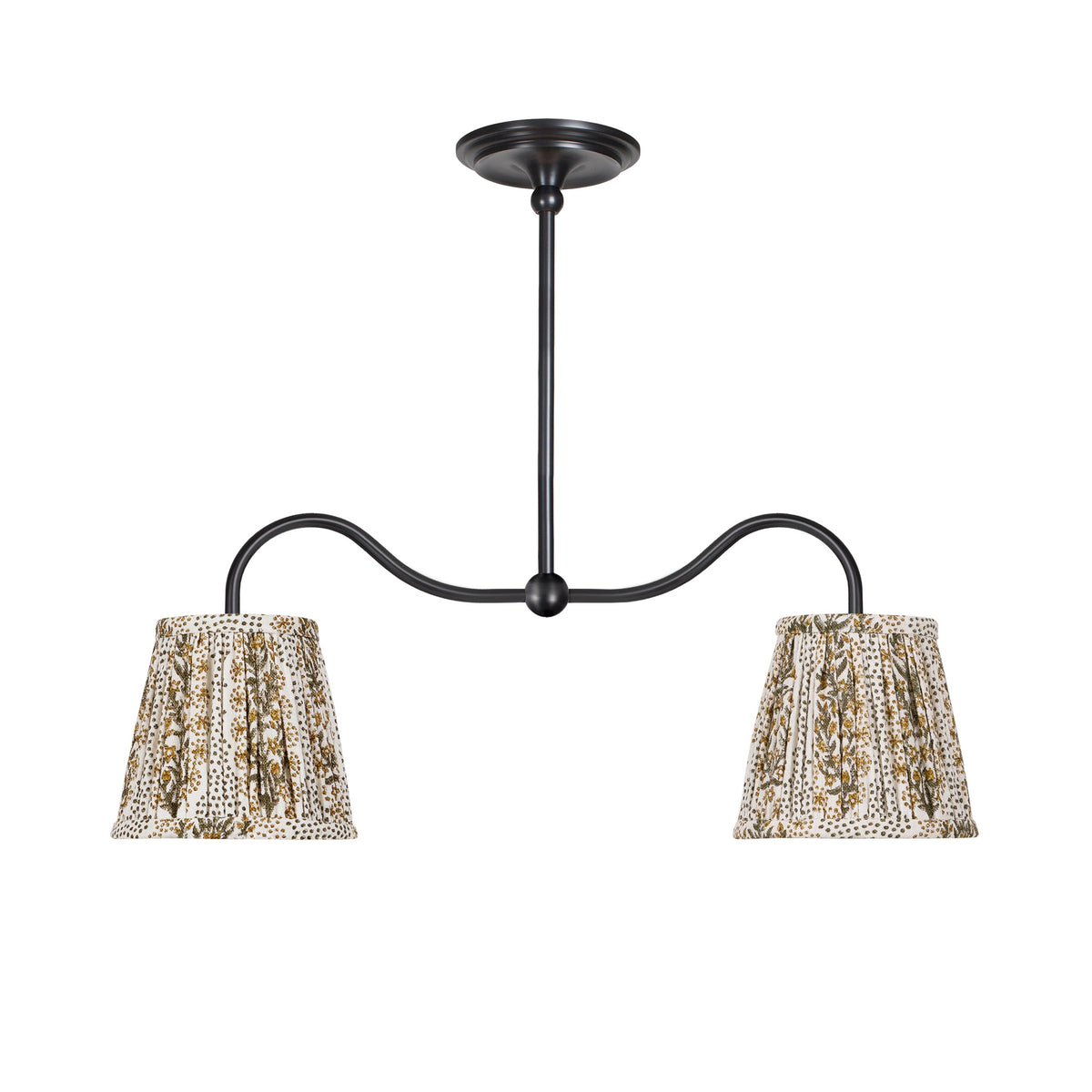 Oxford Petite Double Pendant shown in Graphite Patina with Winfleur Mustard Shades