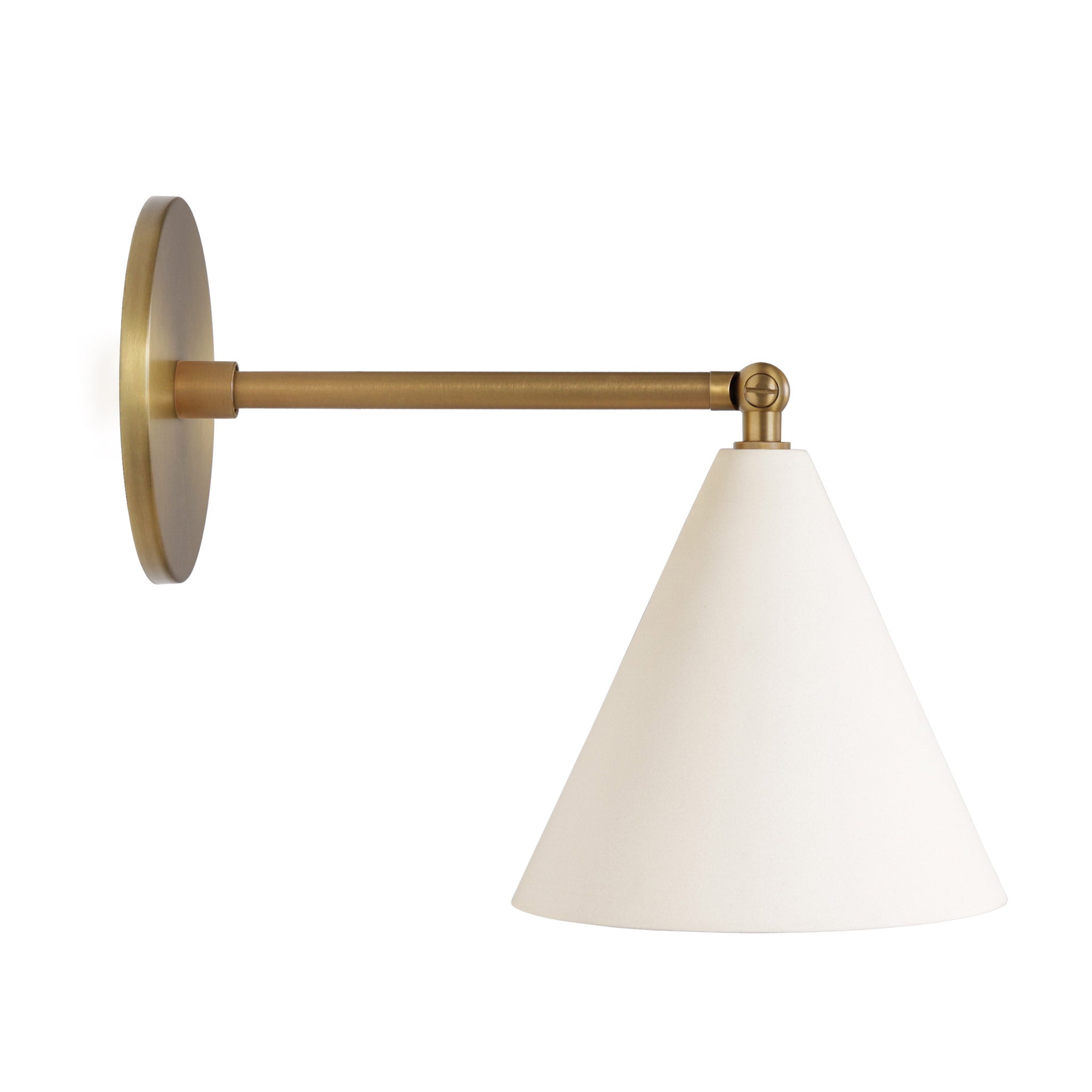 Petra Ceramic Sconce shown in Heirloom Brass with a 6" Rod