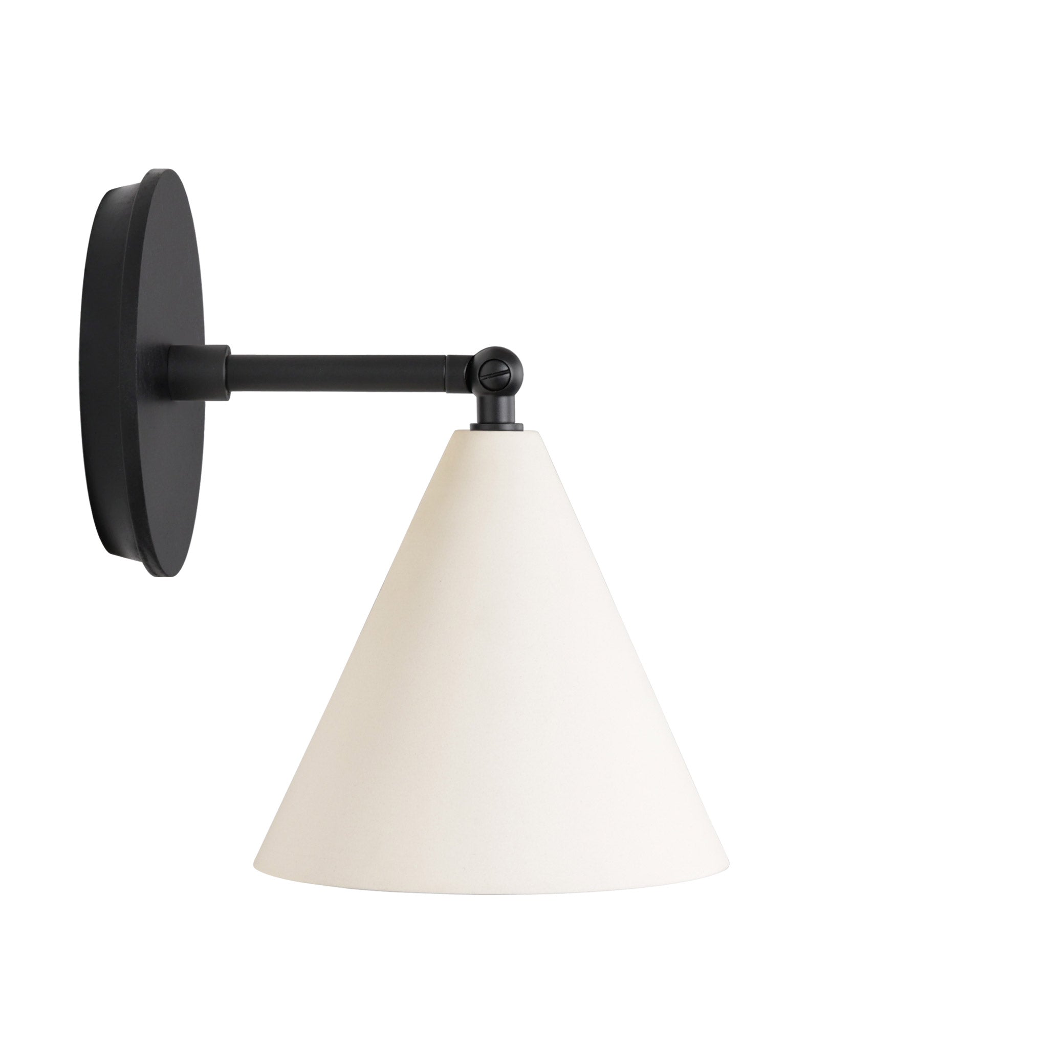 Petra Ceramic Sconce shown in Matte Black with a 3" rod and Black Stained Wood canopy