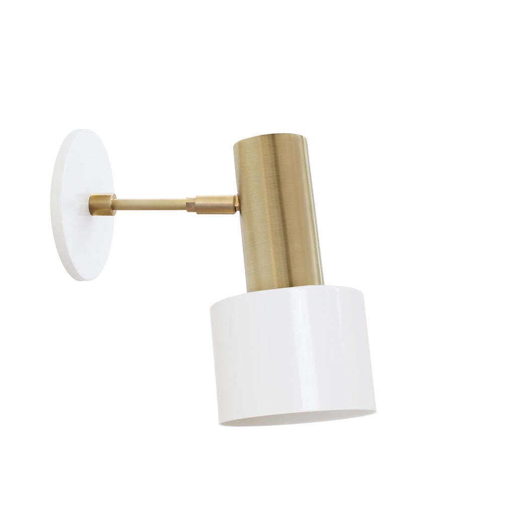 Ridge Sconce shown in White with Brass and 3" arm.