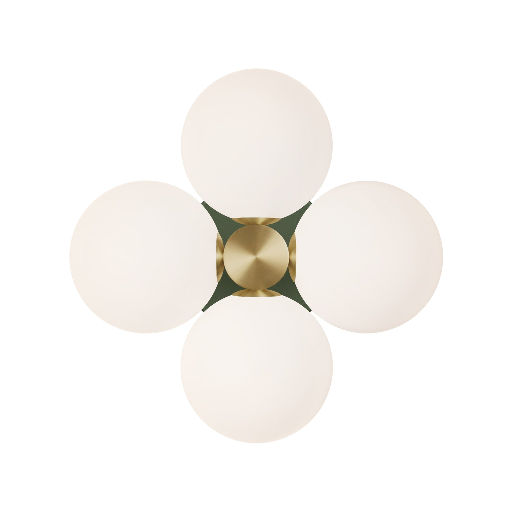 Selene Compass shown in Brass with a Secret Garden Green Canopy