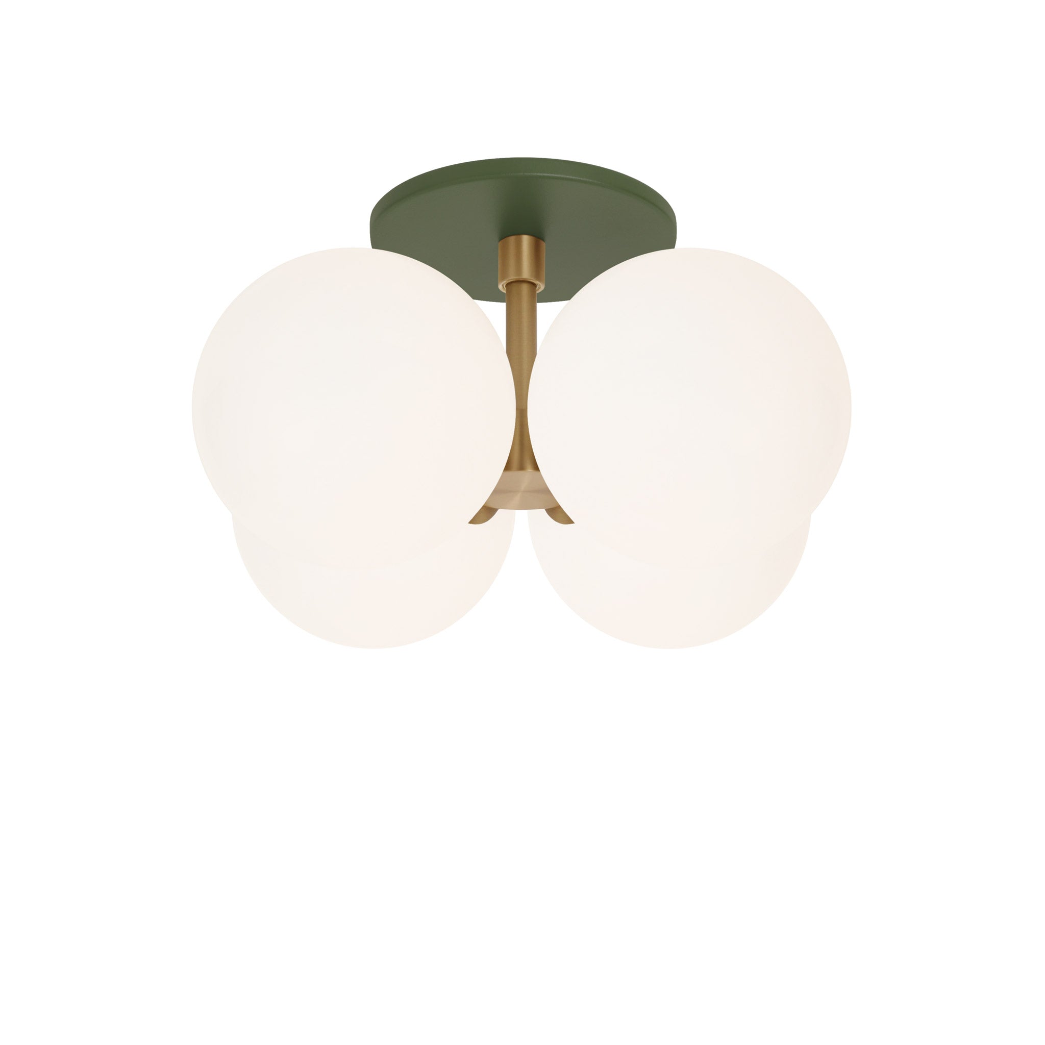Selene Compass Surface shown in Heirloom Brass with a Secret Garden Green Canopy