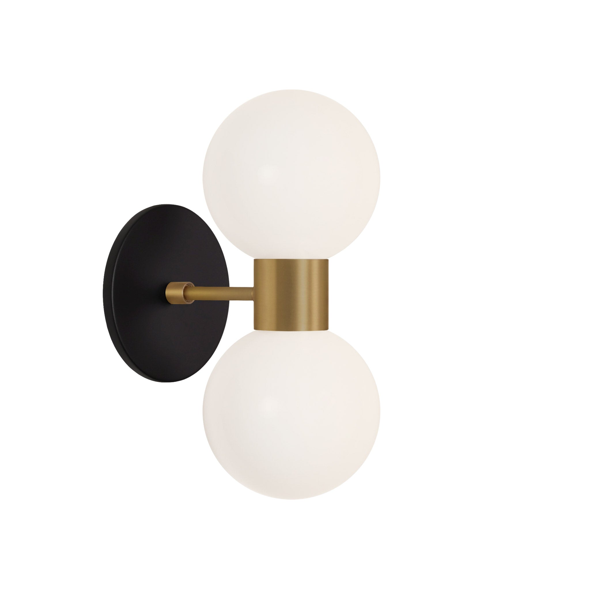 Selene Double shown in Heirloom Brass with a Matte Black Canopy