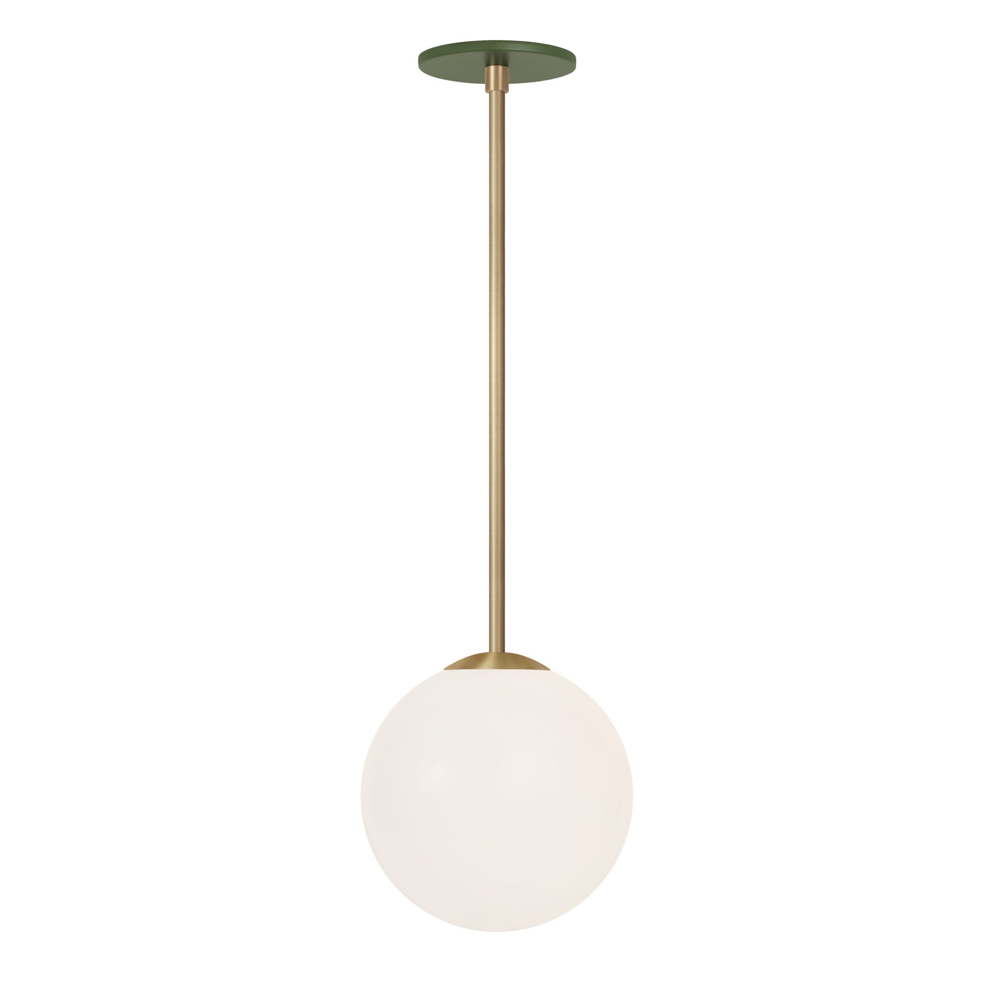 Selene 8" Pendant shown in Brass with a Garden Green Canopy