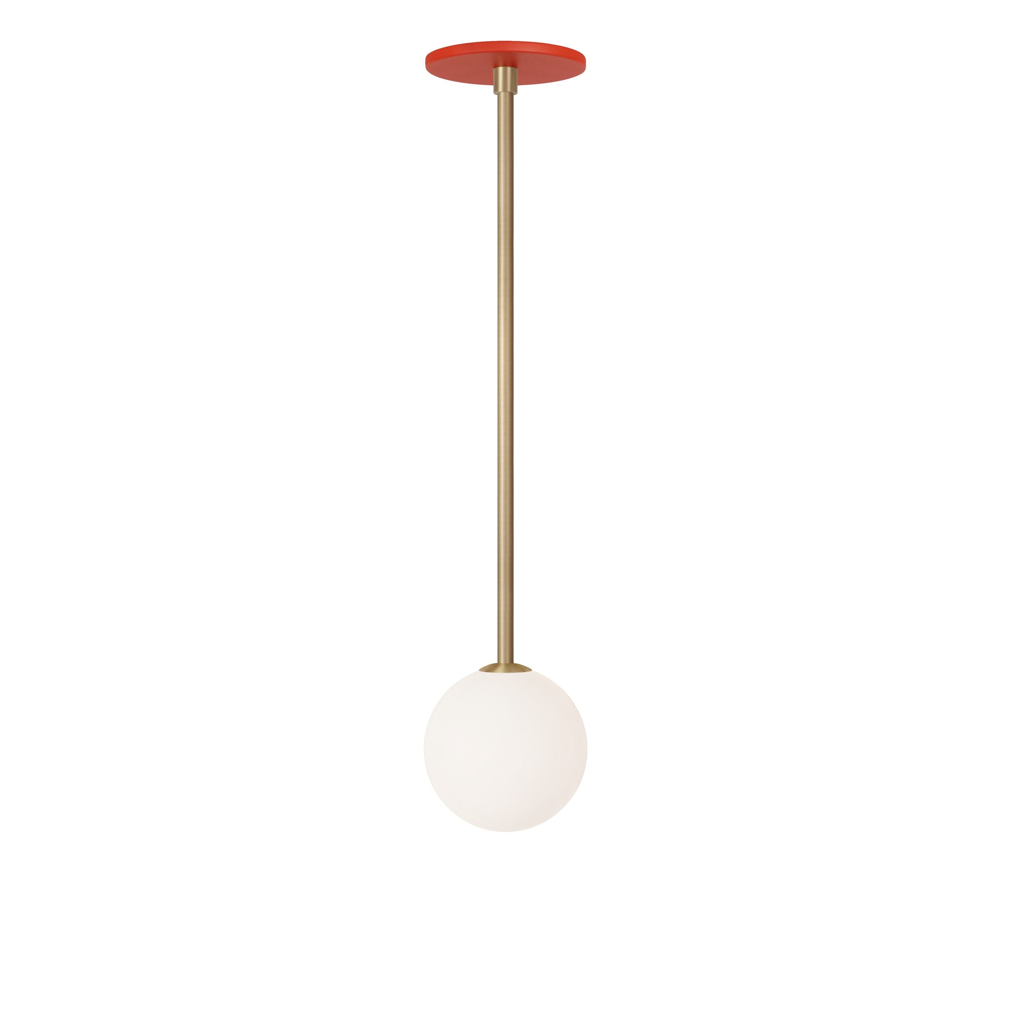 Selene Pendant shown in Brass with a Persimmon Canopy