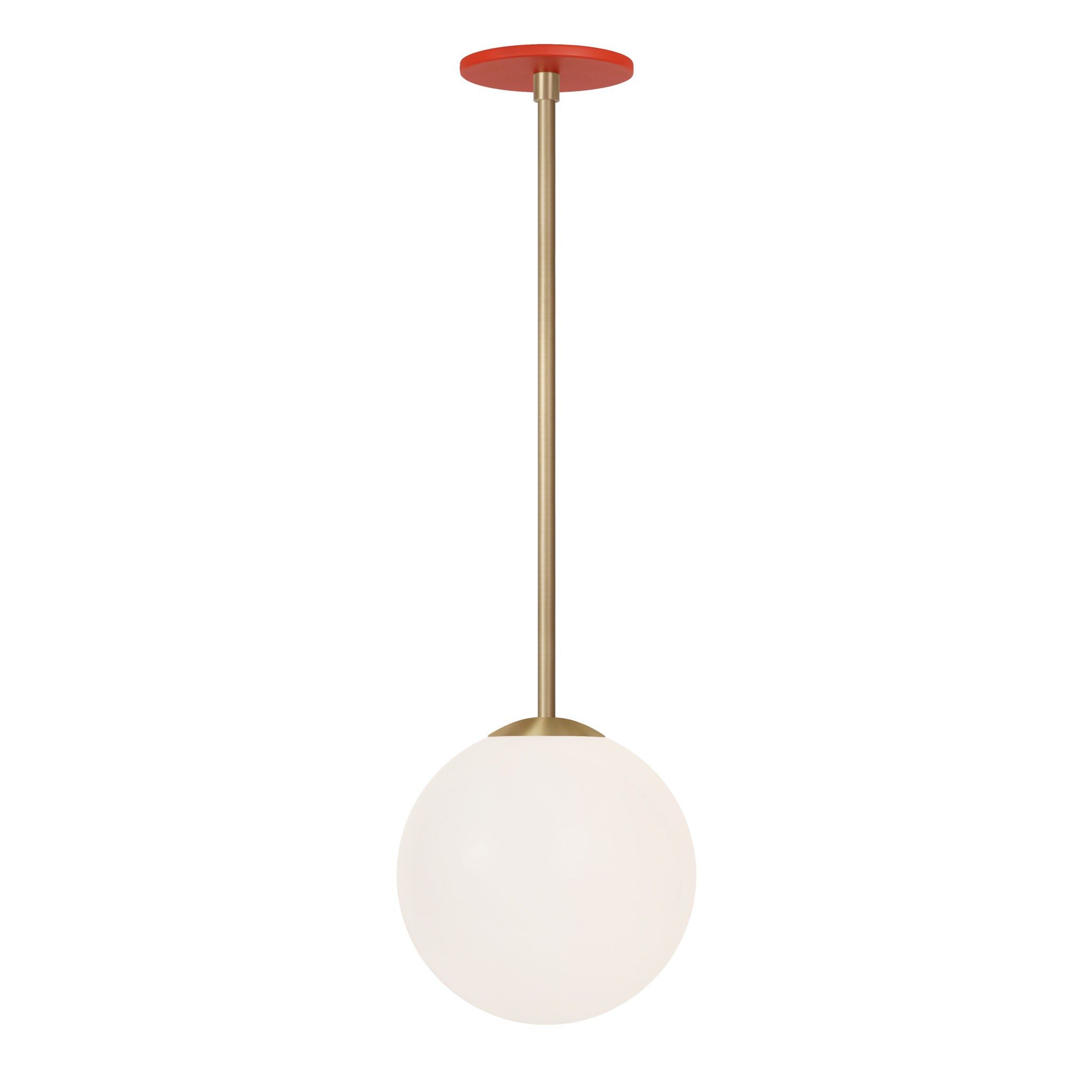 Selene 8" Pendant shown in Brass with a Persimmon Canopy