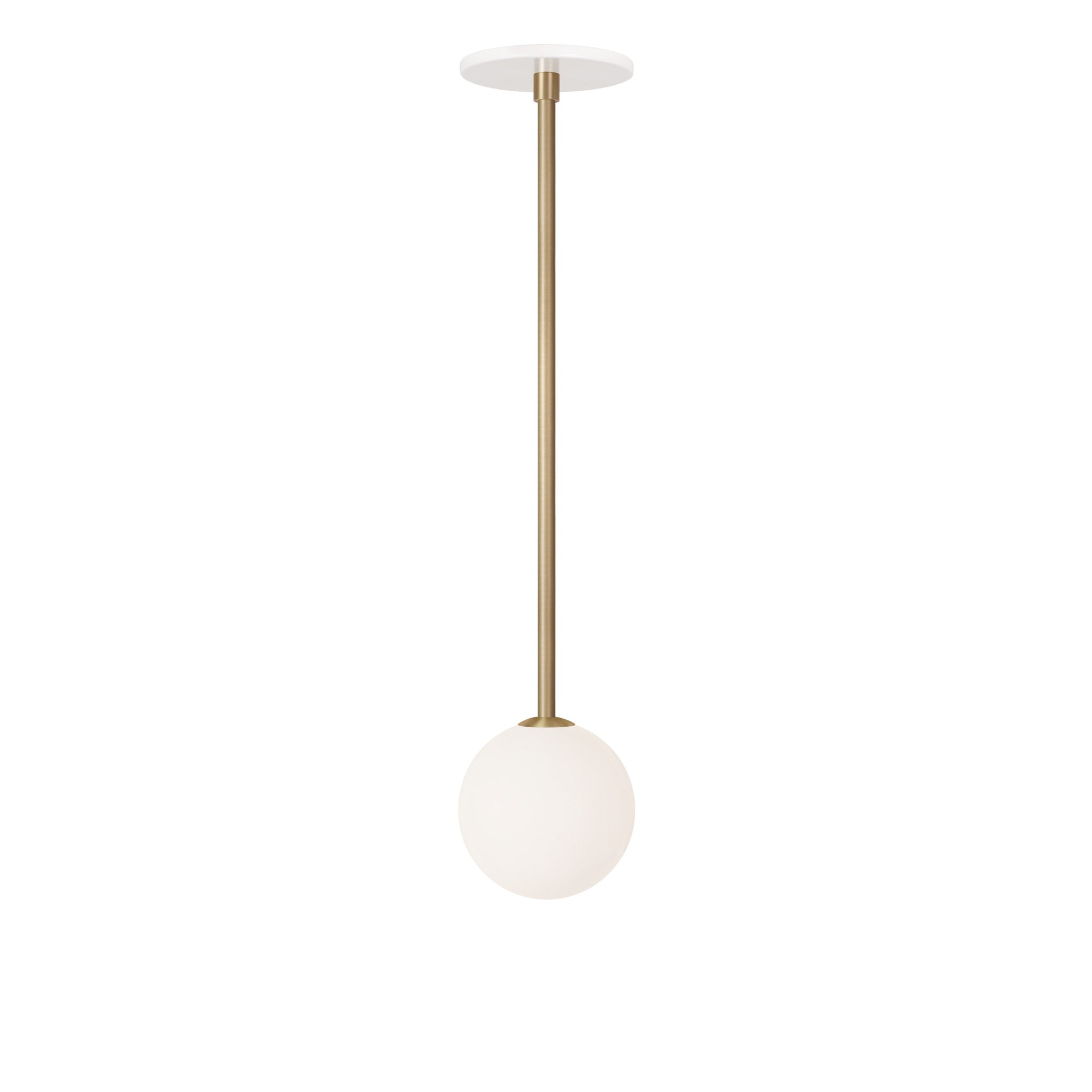 Selene Pendant shown in Brass with a White Canopy