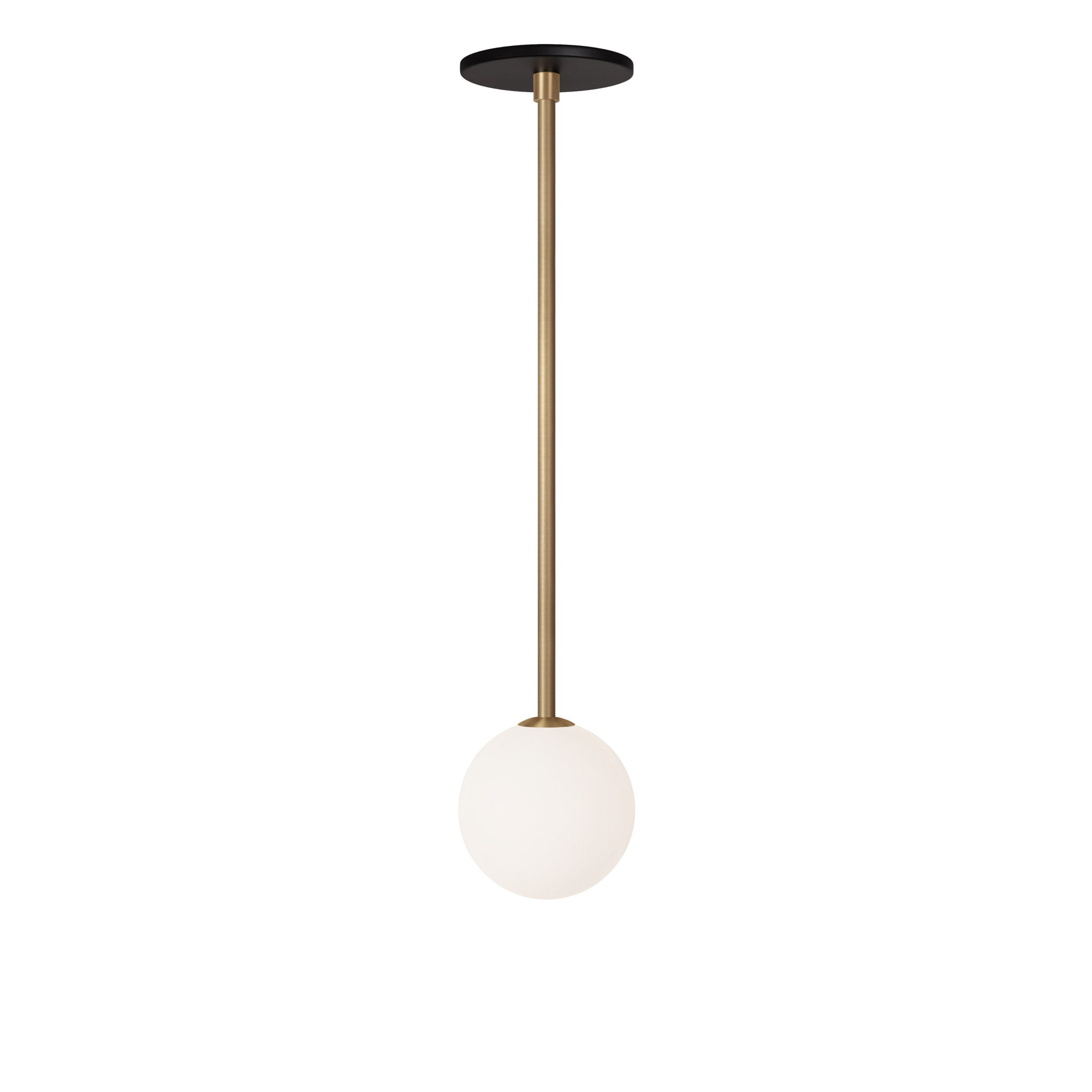 Selene Pendant shown in Heirloom Brass with a Matte Black Canopy