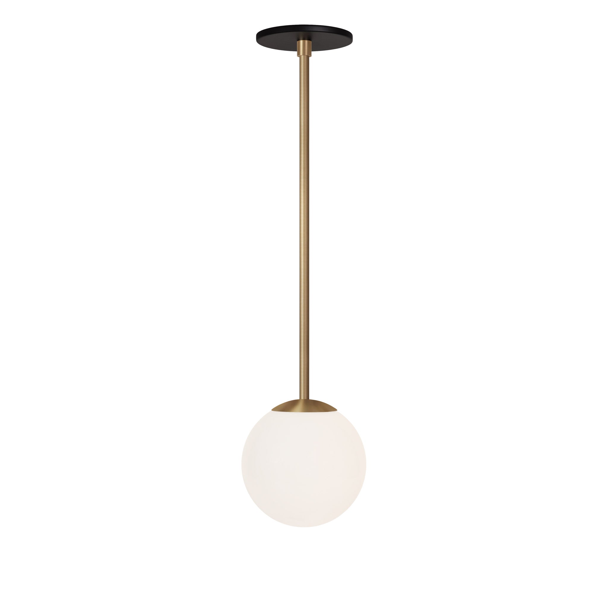 Selene 6" Pendant shown in Heirloom Brass with a Matte Black Canopy