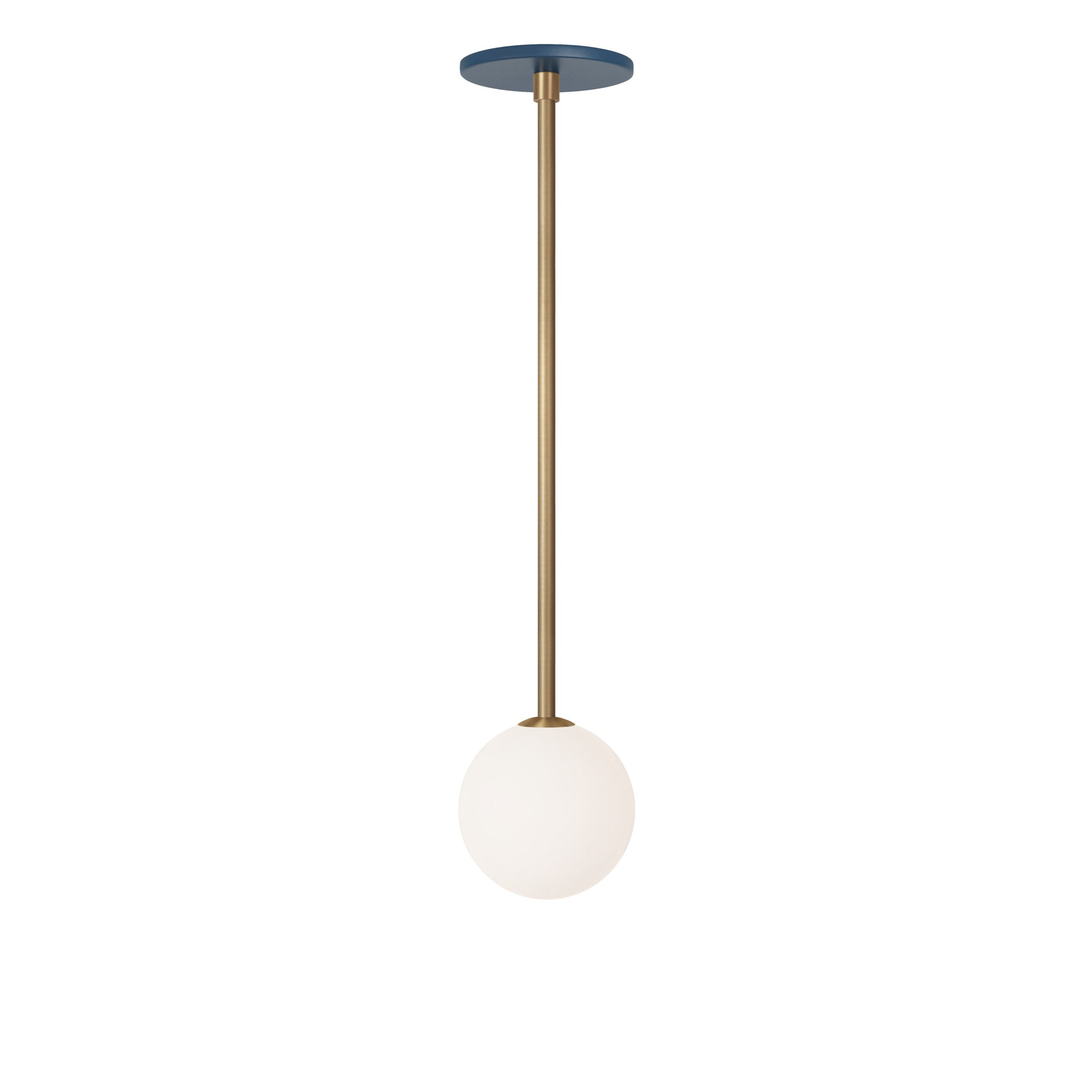 Selene Pendant shown in Heirloom Brass with an Ocean Blue Canopy