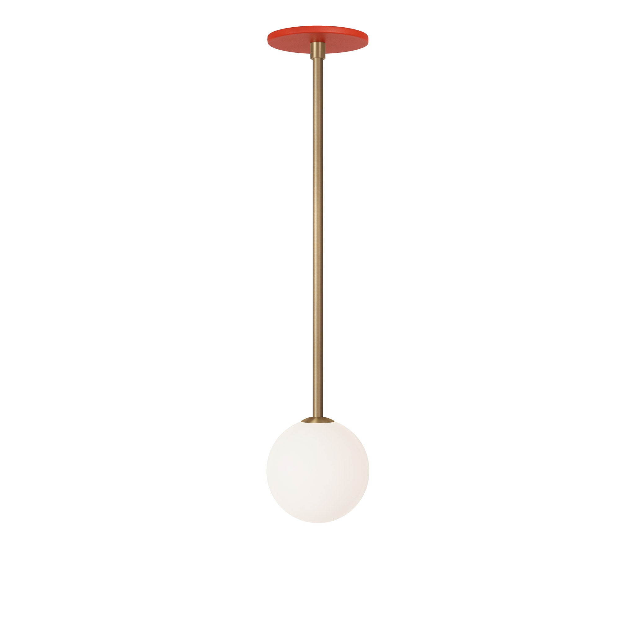 Selene Pendant shown in Heirloom Brass with a Persimmon Canopy