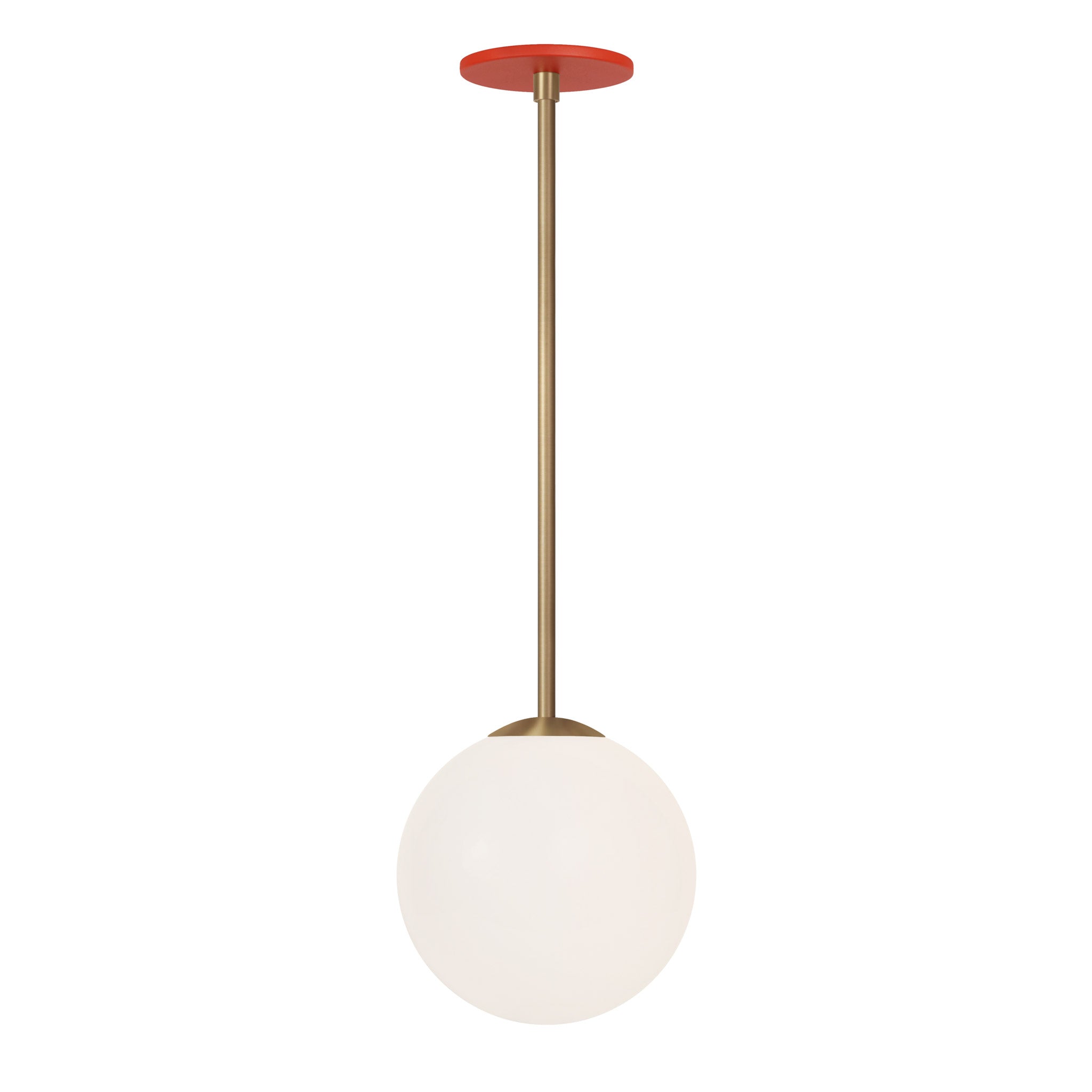 Selene 8" Pendant shown in Heirloom Brass with a Persimmon Canopy
