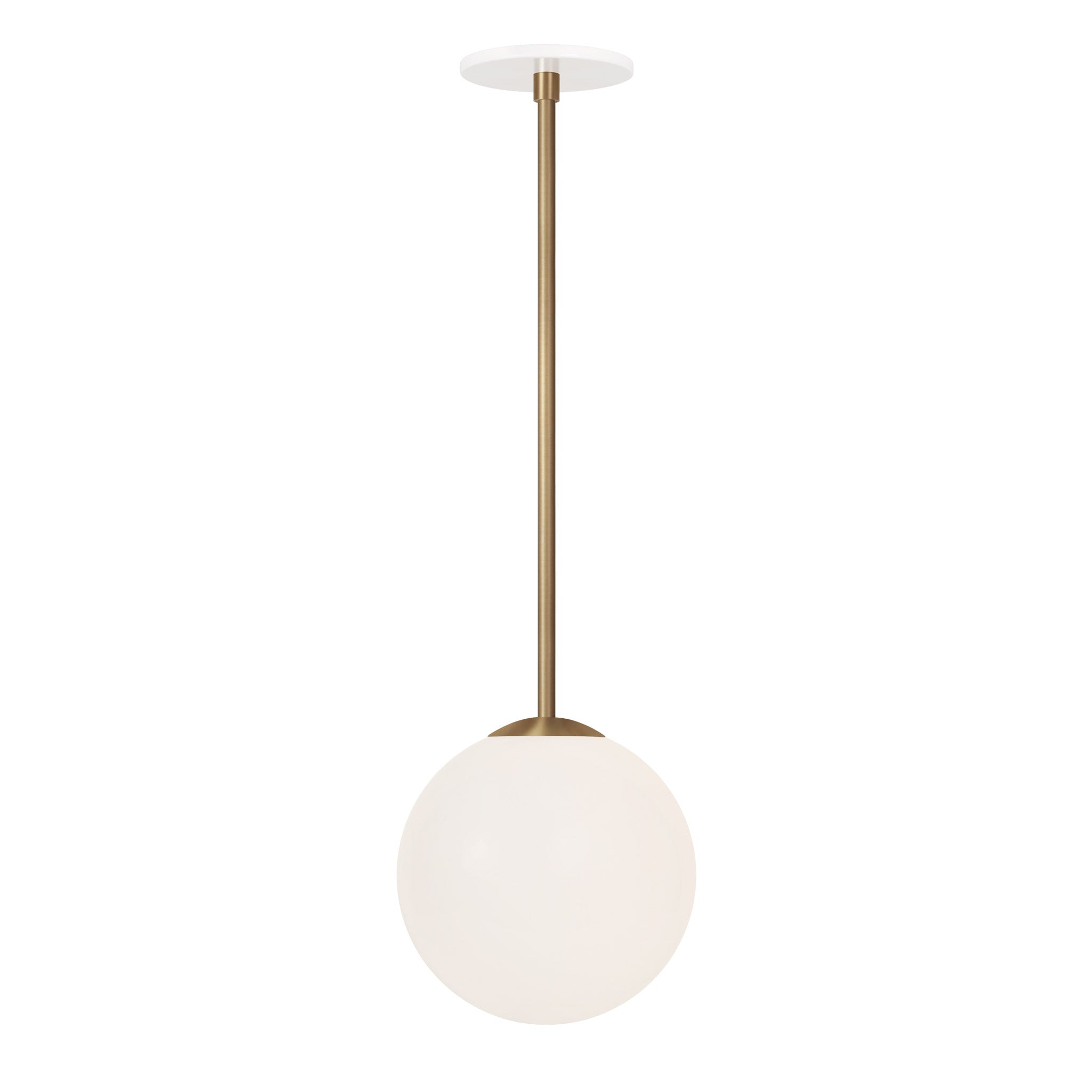 Selene 8" Pendant shown in Heirloom Brass with a White Canopy