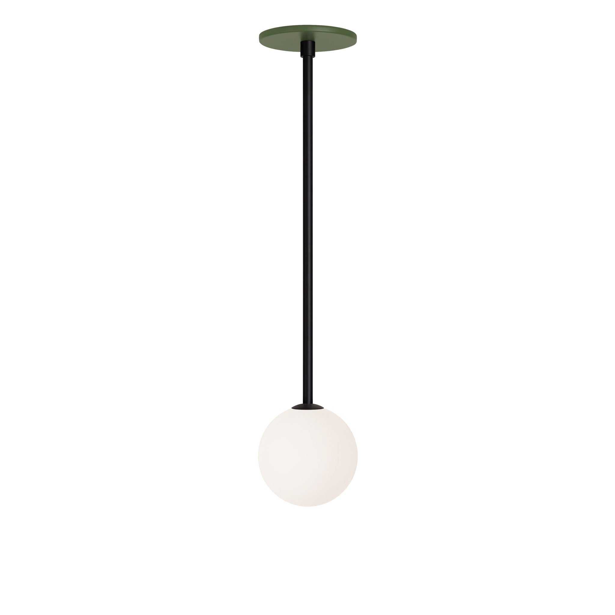 Selene Pendant shown in Matte Black with a Secret Garden Green Canopy