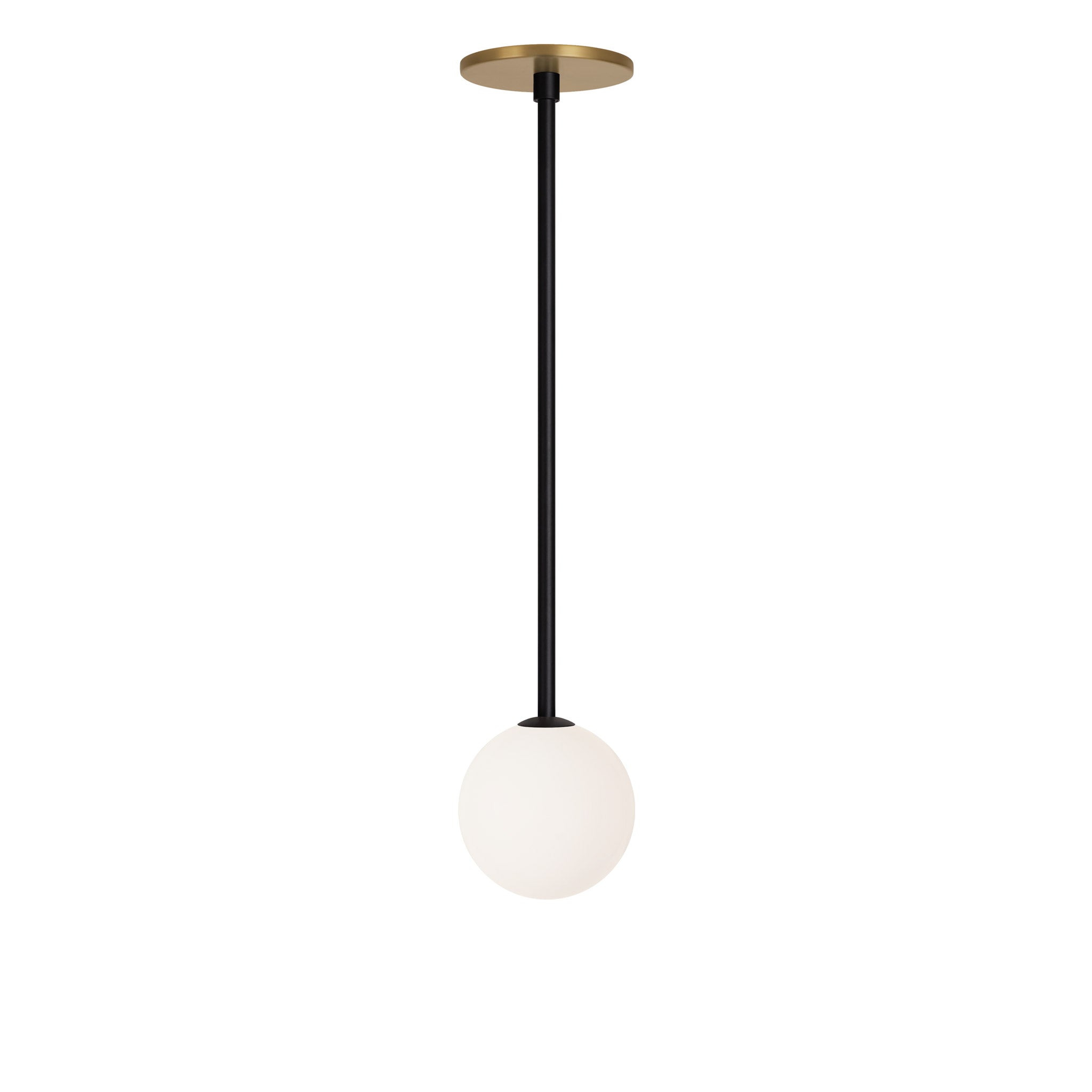 Selene Pendant shown in Matte Black with a Heirloom Brass Canopy