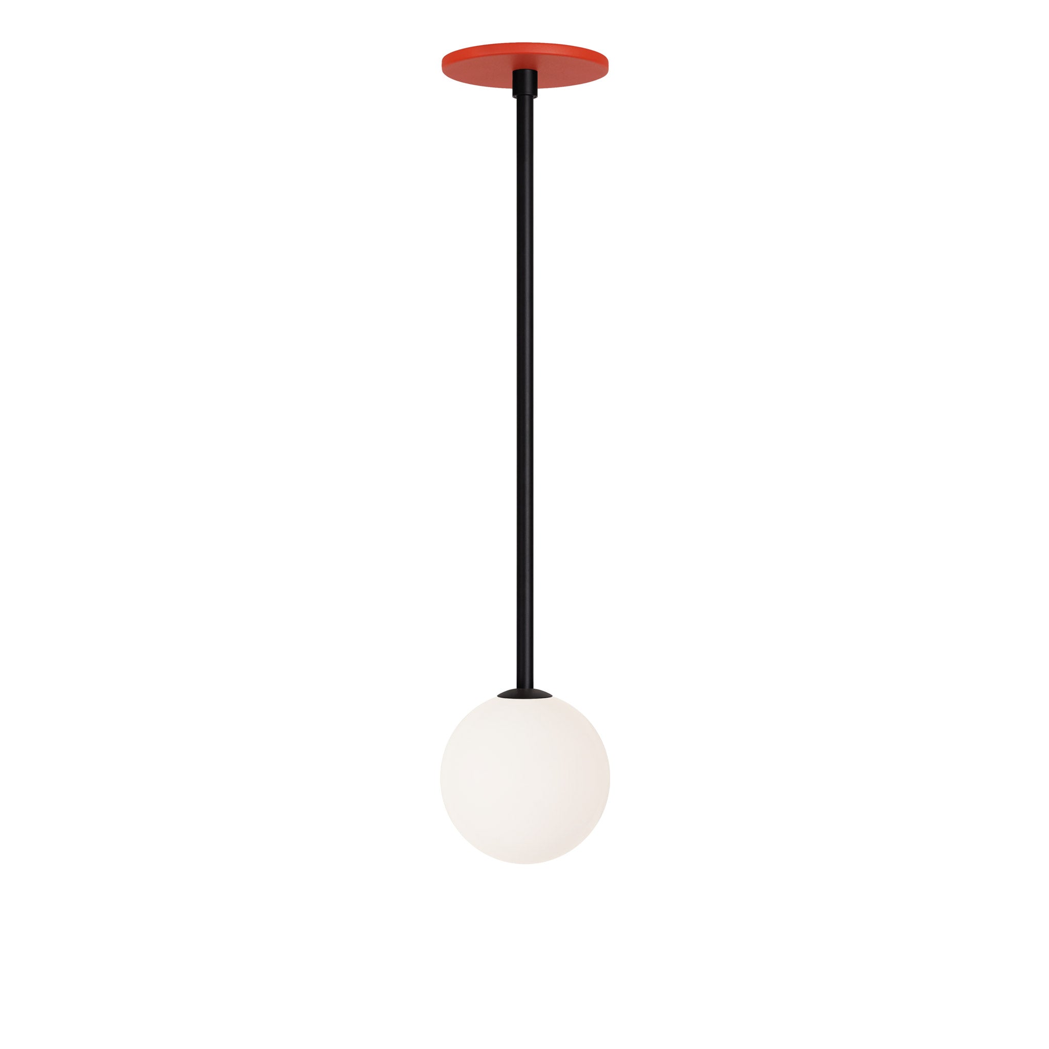 Selene Pendant shown in Matte Black with a Persimmon Canopy