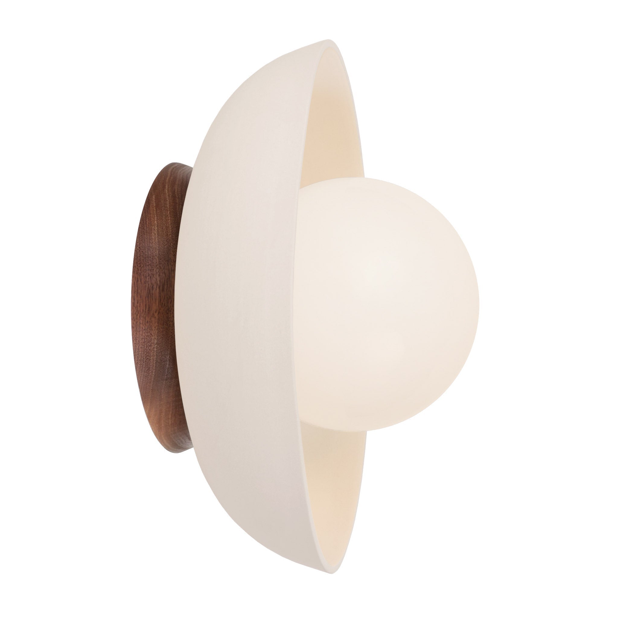 Terra Lexi Large 6" shown in Bone ceramic with a Walnut wood canopy