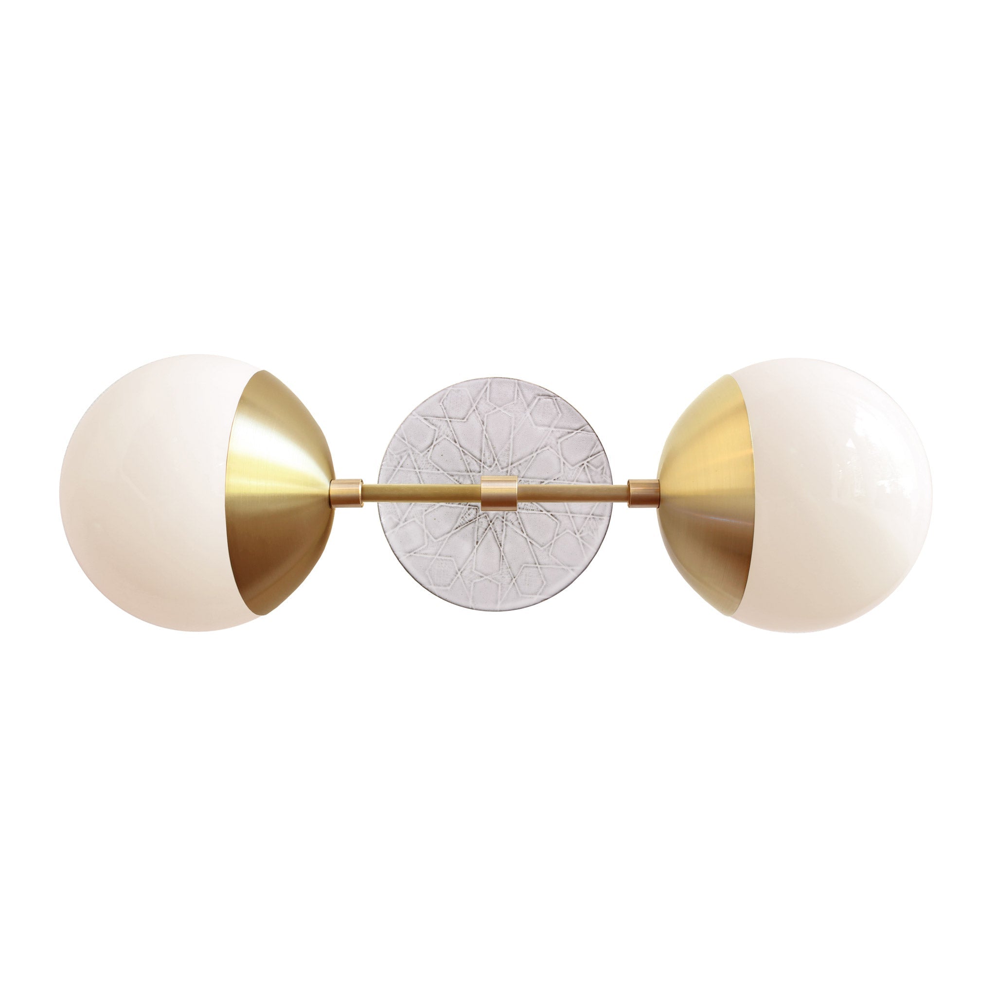 Theo 6" with Ceramic Canopy shown in Brass with a Brownstone White Star pattern canopy