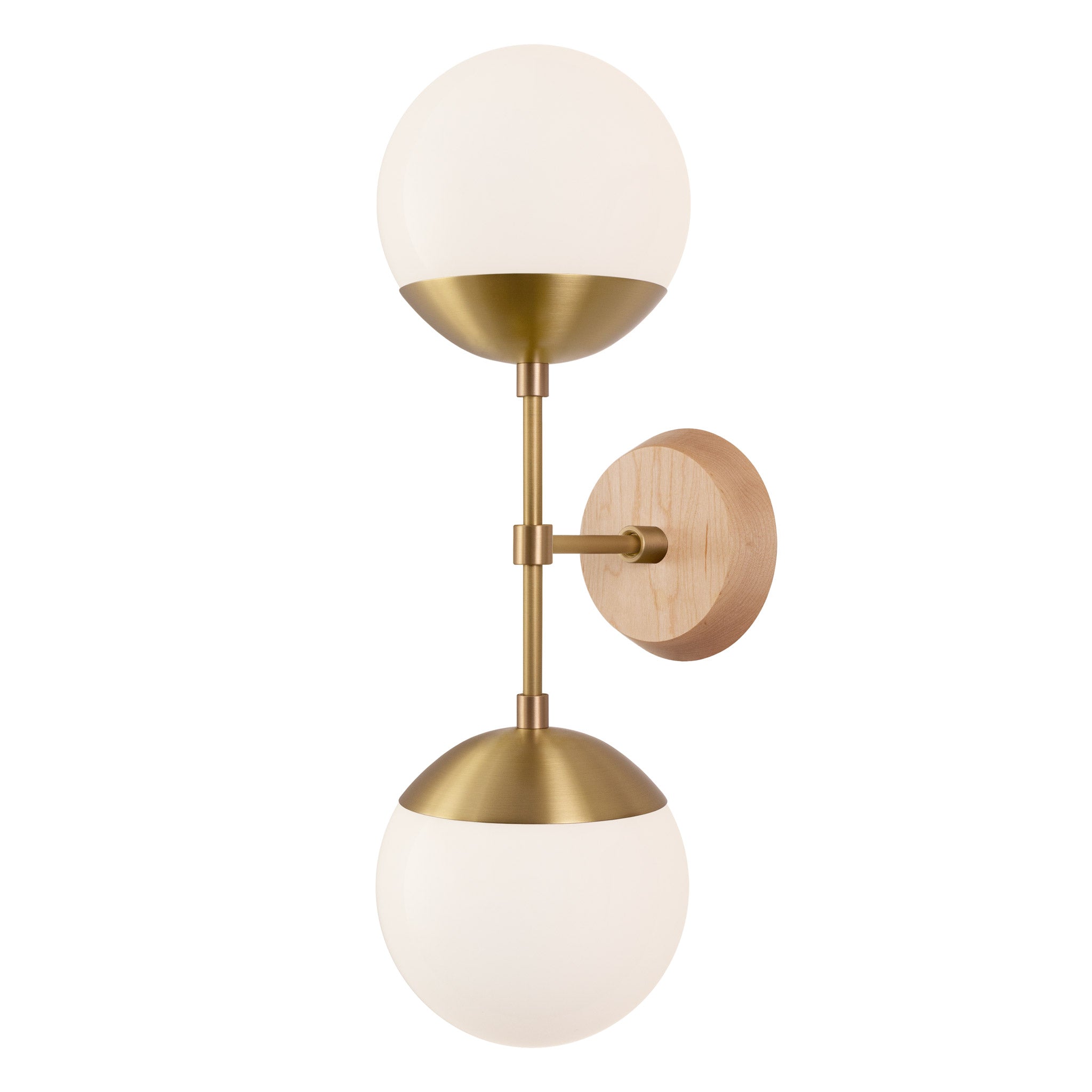 Theo shown in Heirloom Brass and a Maple Wood Canopy