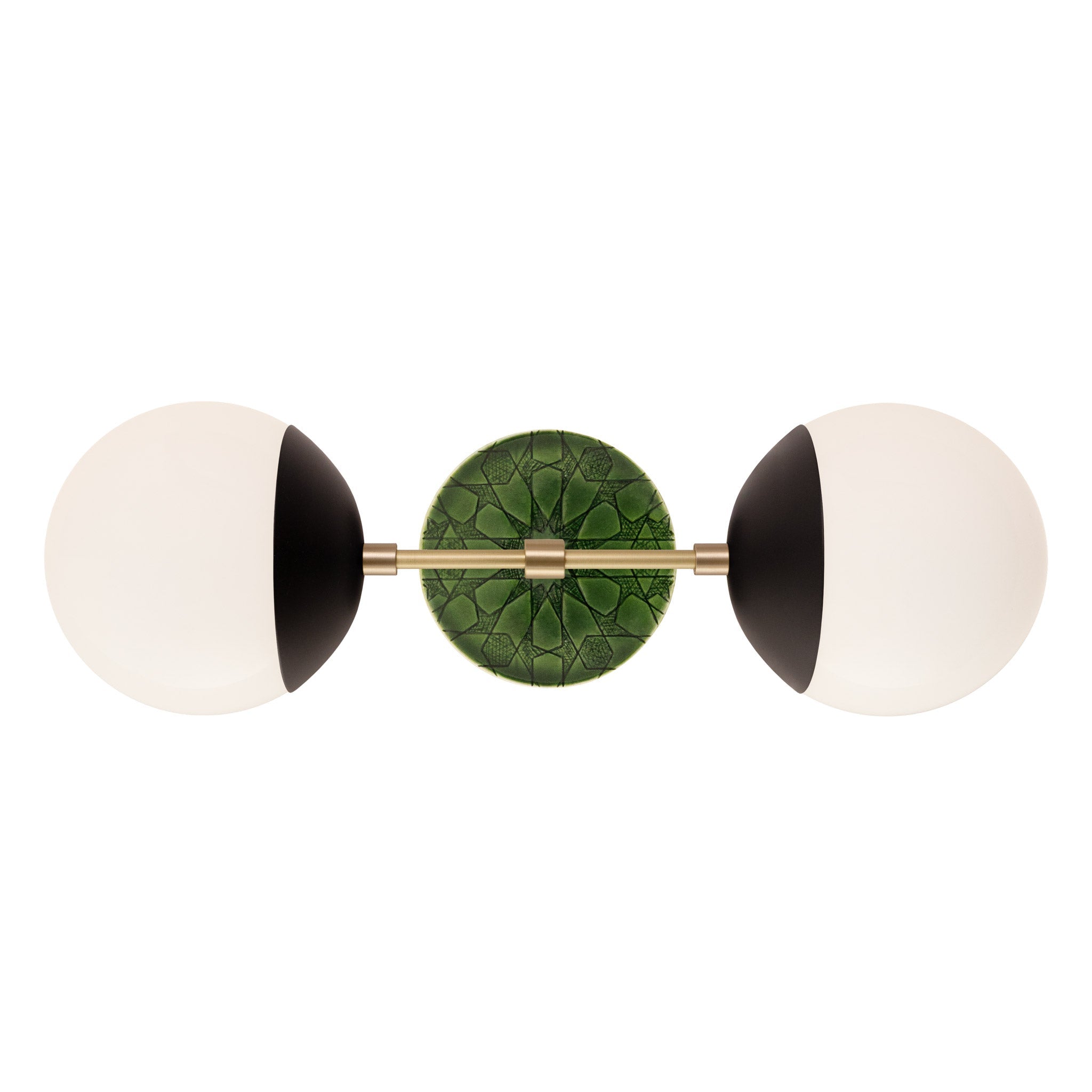 Theo shown in Matte Black with Brass and a Forest Green Star Ceramic Canopy