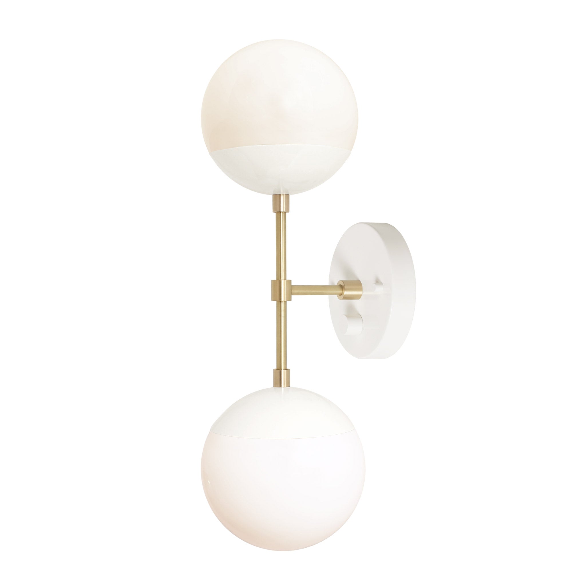 Theo shown in White and Brass with Opal 6" globes and a Backplate Dimmer Switch