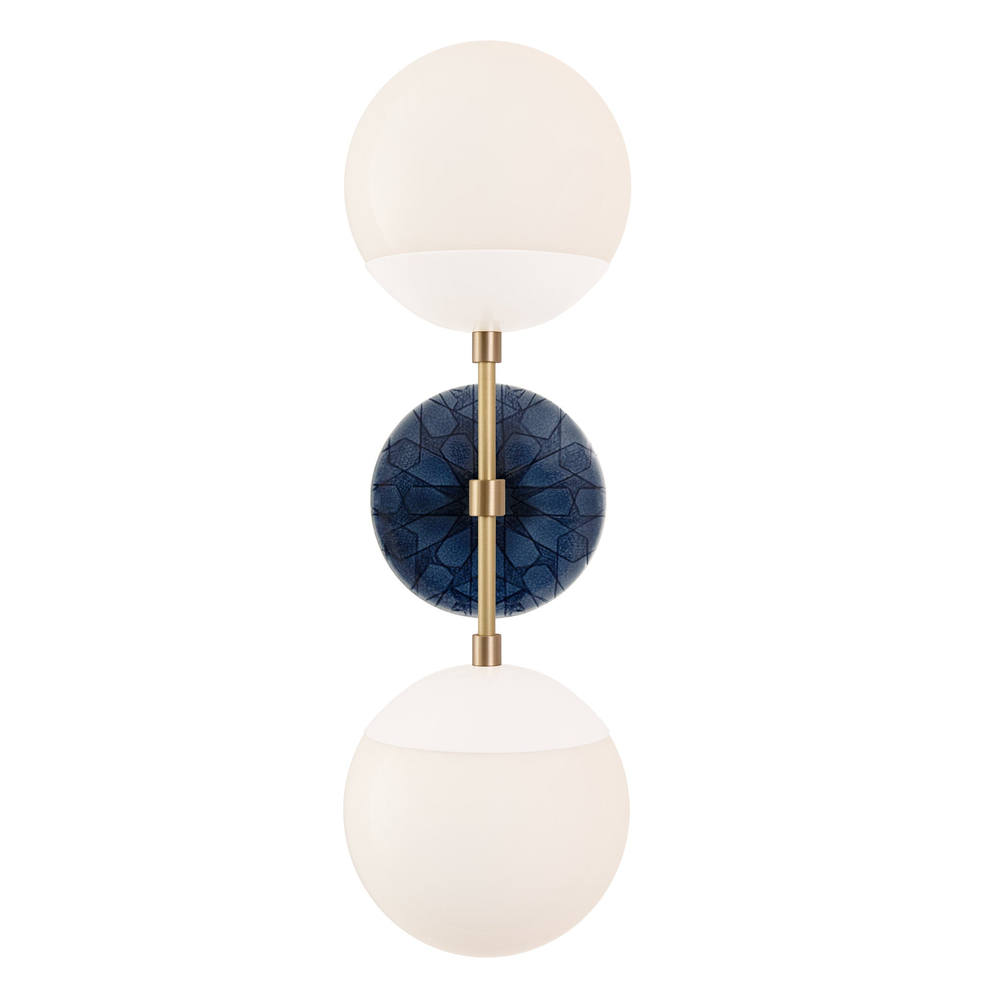Theo shown in White with Brass and an Indigo Blue Star Ceramic Canopy