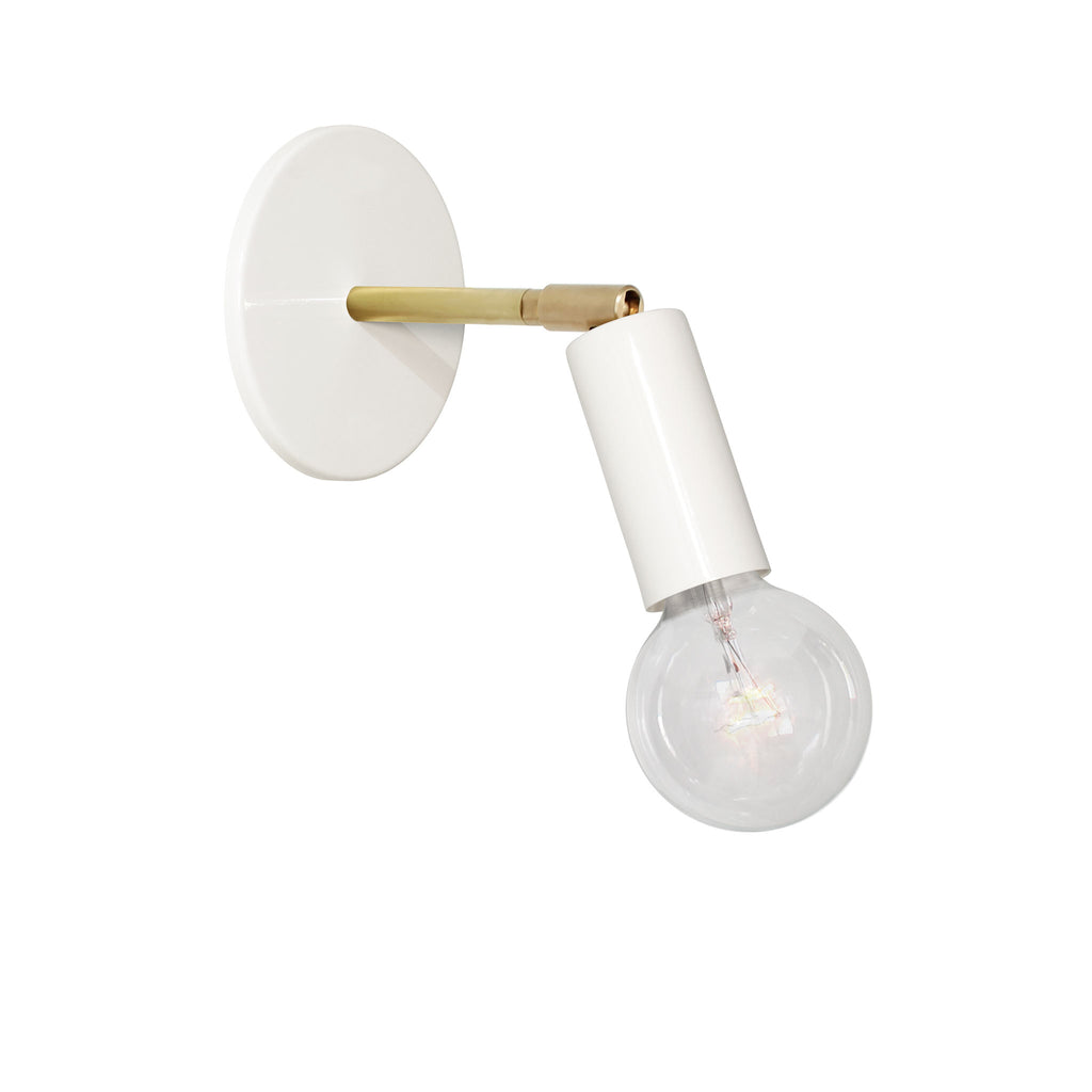 Tilt Sconce with 3" arm shown in White with Brass.