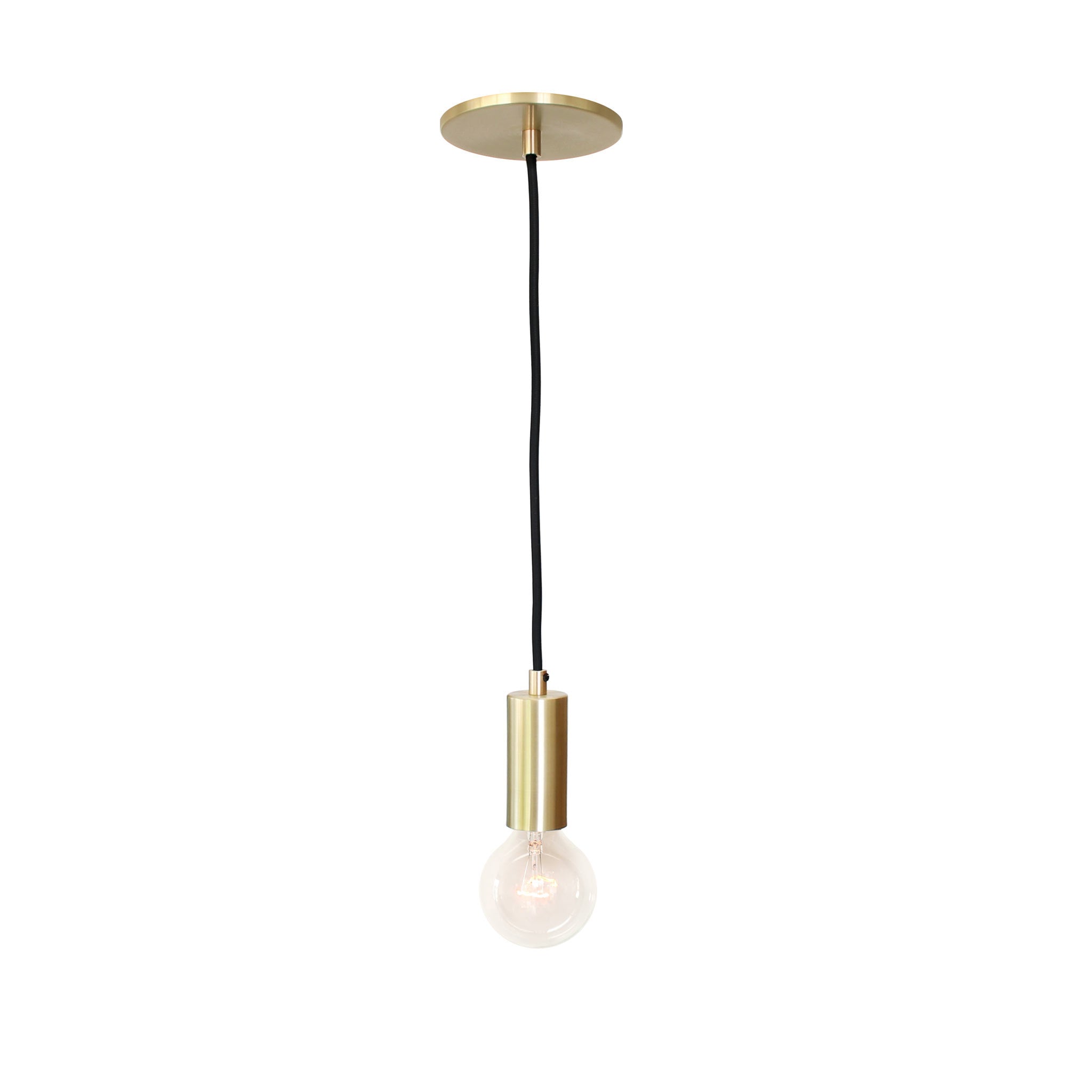 Timberline Cord Pendant shown in Brass with Black Cloth cord