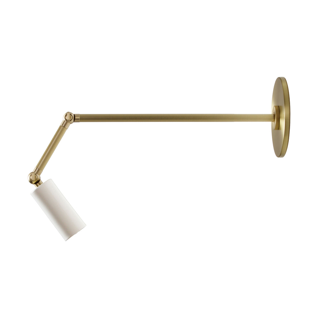 Timberline Spot Sconce shown in White + Brass.