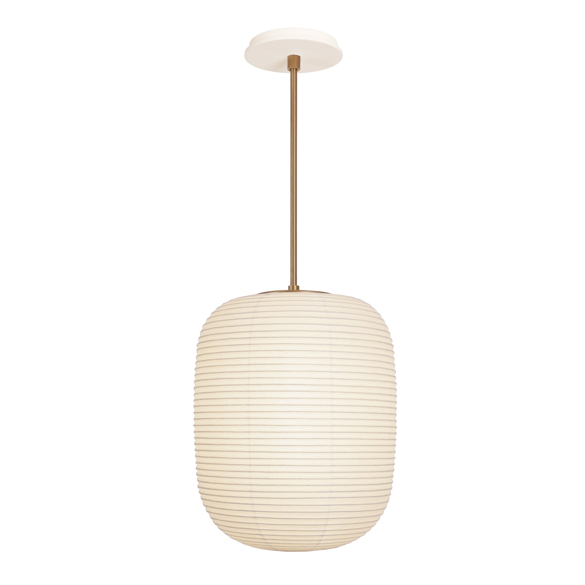 Umi Pendant shown in Heirloom Brass with a Bone Ceramic Canopy